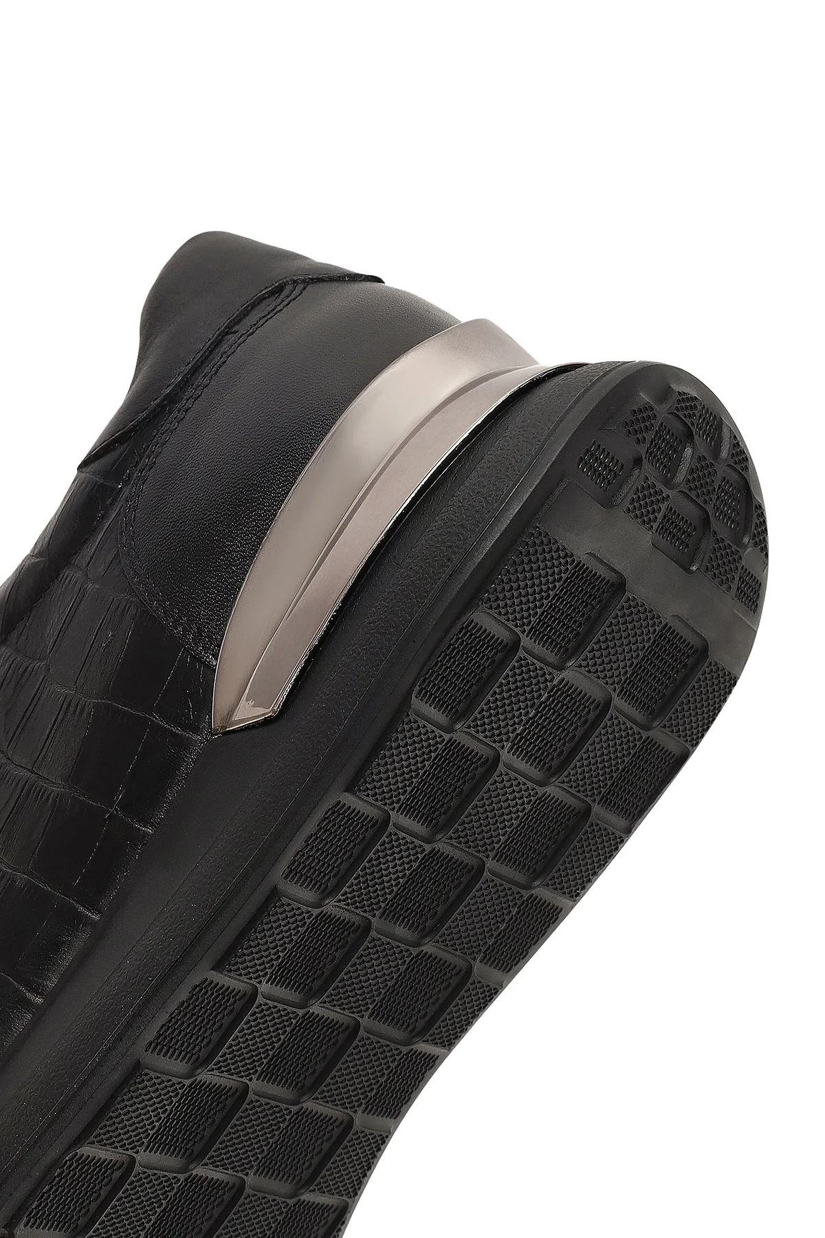 Erkek Siyah Bağcıklı Kalın Tabanlı Deri Sneaker - Image 8