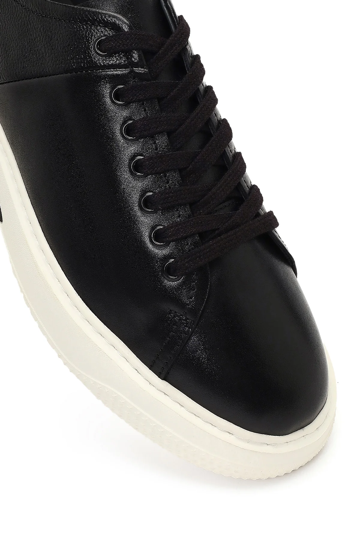 Erkek Siyah Bağcıklı Kalın Tabanlı Deri Sneaker - Image 10