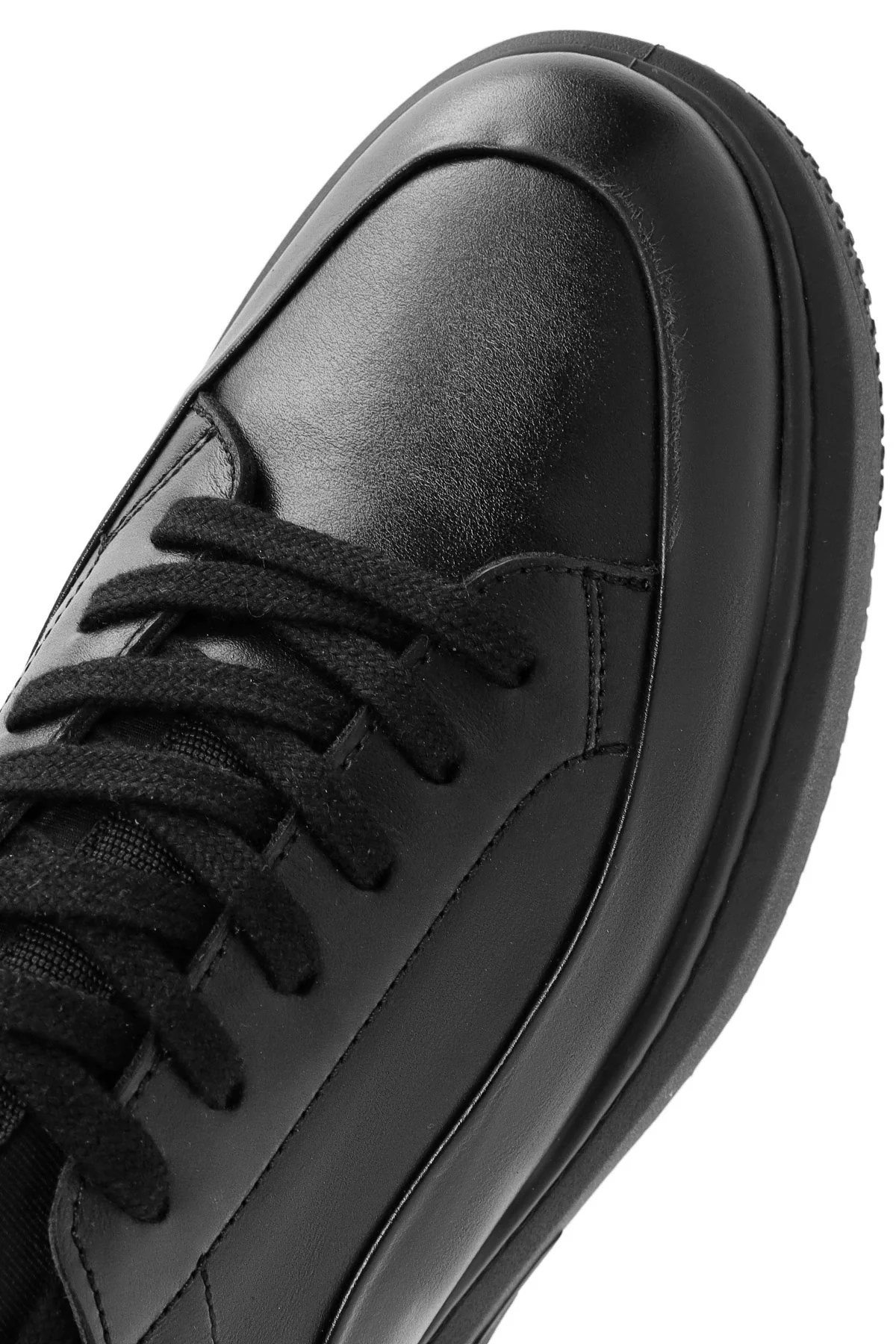 Erkek Siyah Bağcıklı Kalın Tabanlı Deri Sneaker - Image 9