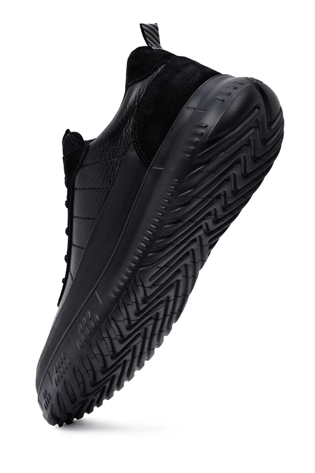 Erkek Siyah Bağcıklı Kalın Tabanlı Deri Sneaker - Image 11