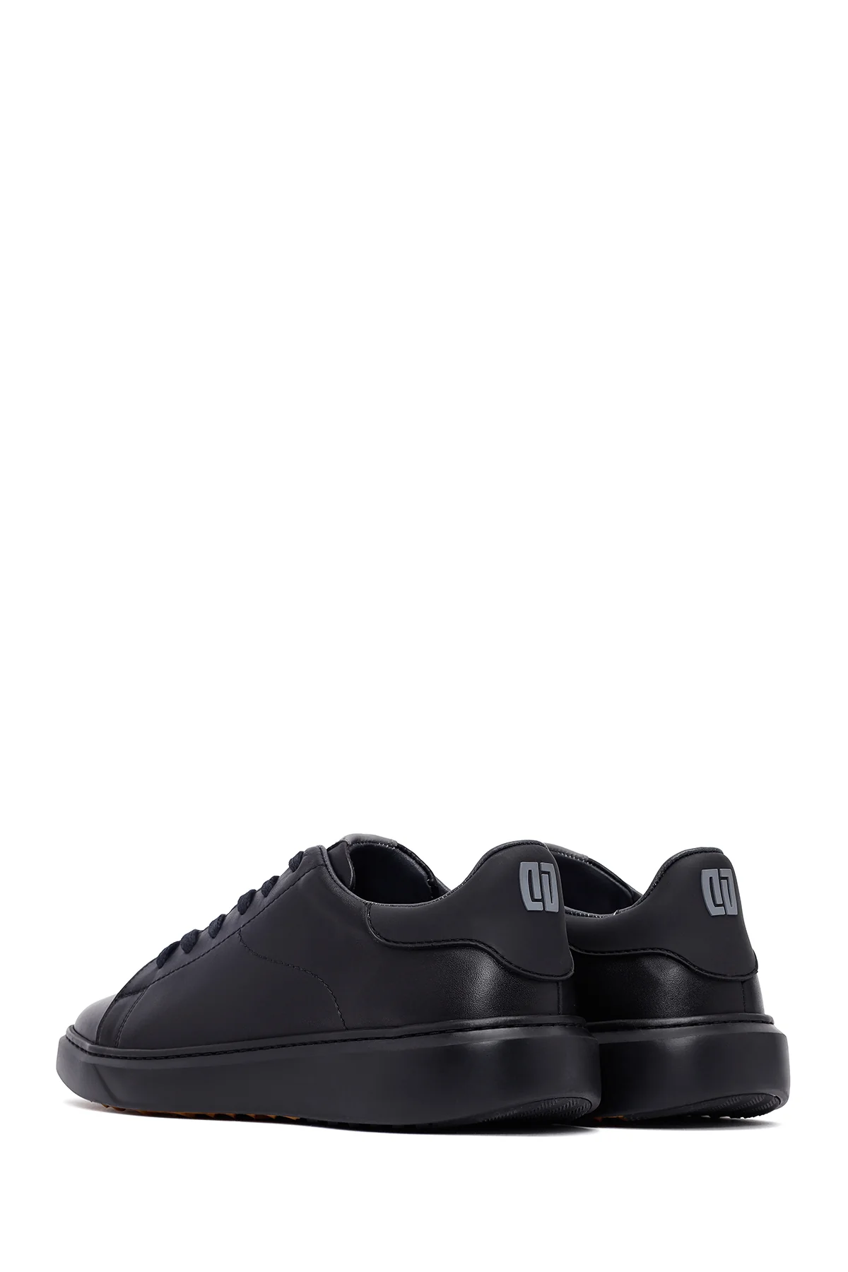 Erkek Siyah Bağcıklı Kalın Tabanlı Deri Sneaker - Image 5