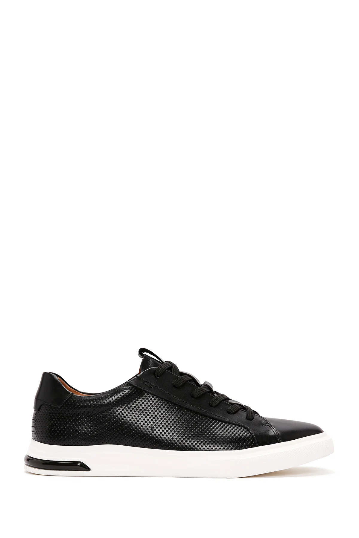 Erkek Siyah Bağcıklı Kalın Tabanlı Deri Sneaker