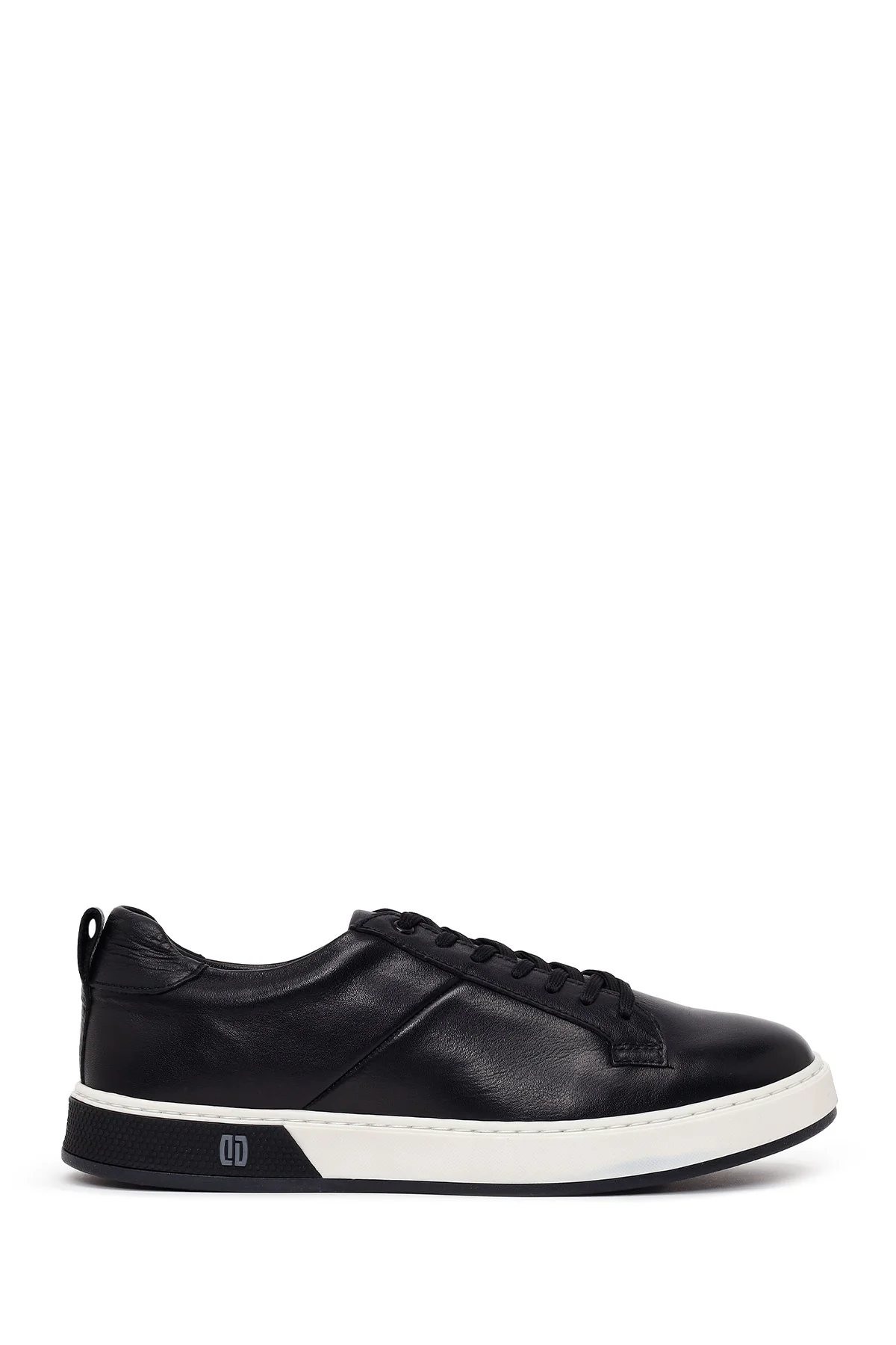 Erkek Siyah Bağcıklı Kalın Tabanlı Deri Sneaker
