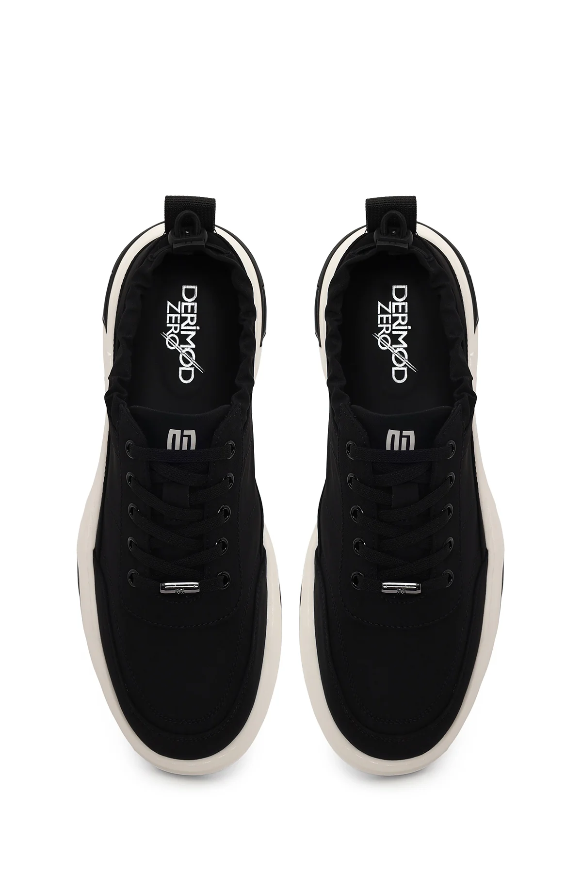 Erkek Siyah Bağcıklı Kalın Tabanlı Kumaş Casual Sneaker - Image 5