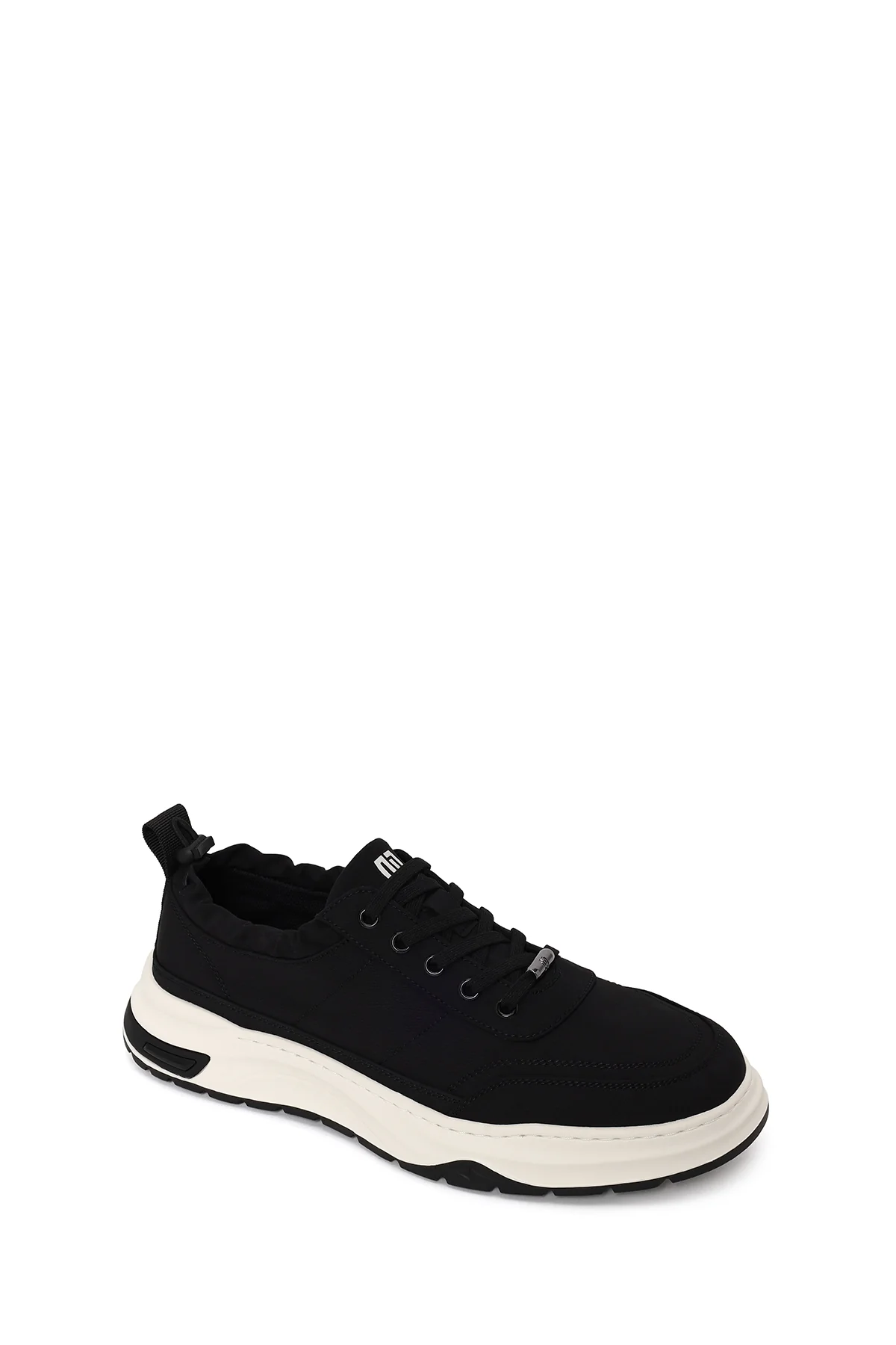 Erkek Siyah Bağcıklı Kalın Tabanlı Kumaş Casual Sneaker - Image 8