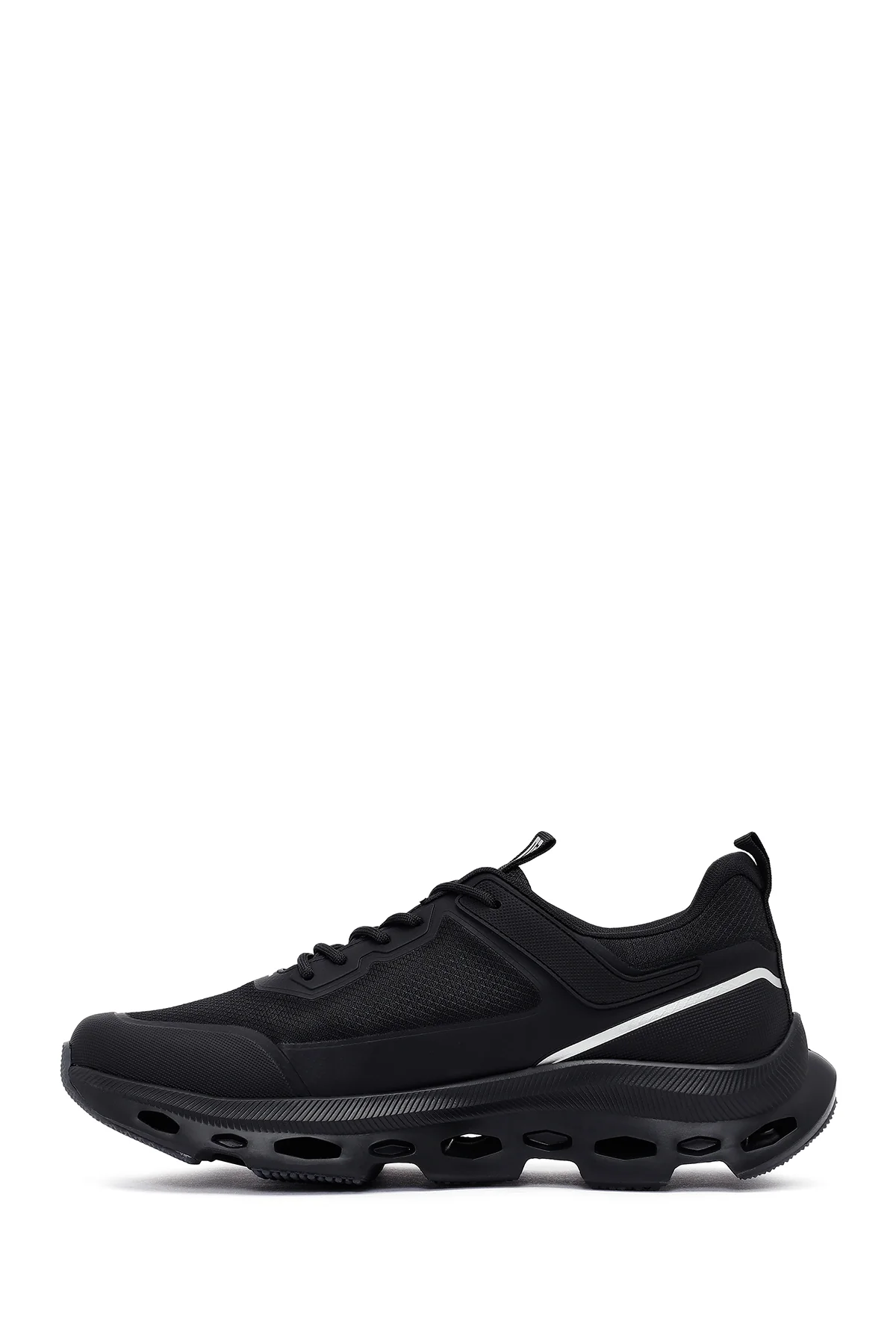 Erkek Siyah Bağcıklı Kalın Tabanlı Kumaş Sneaker - Image 2