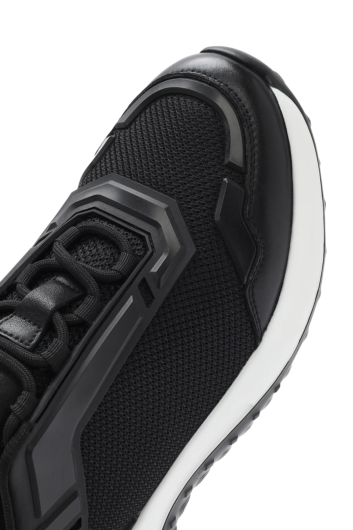 Erkek Siyah Bağcıklı Kalın Tabanlı Sneaker - Image 9