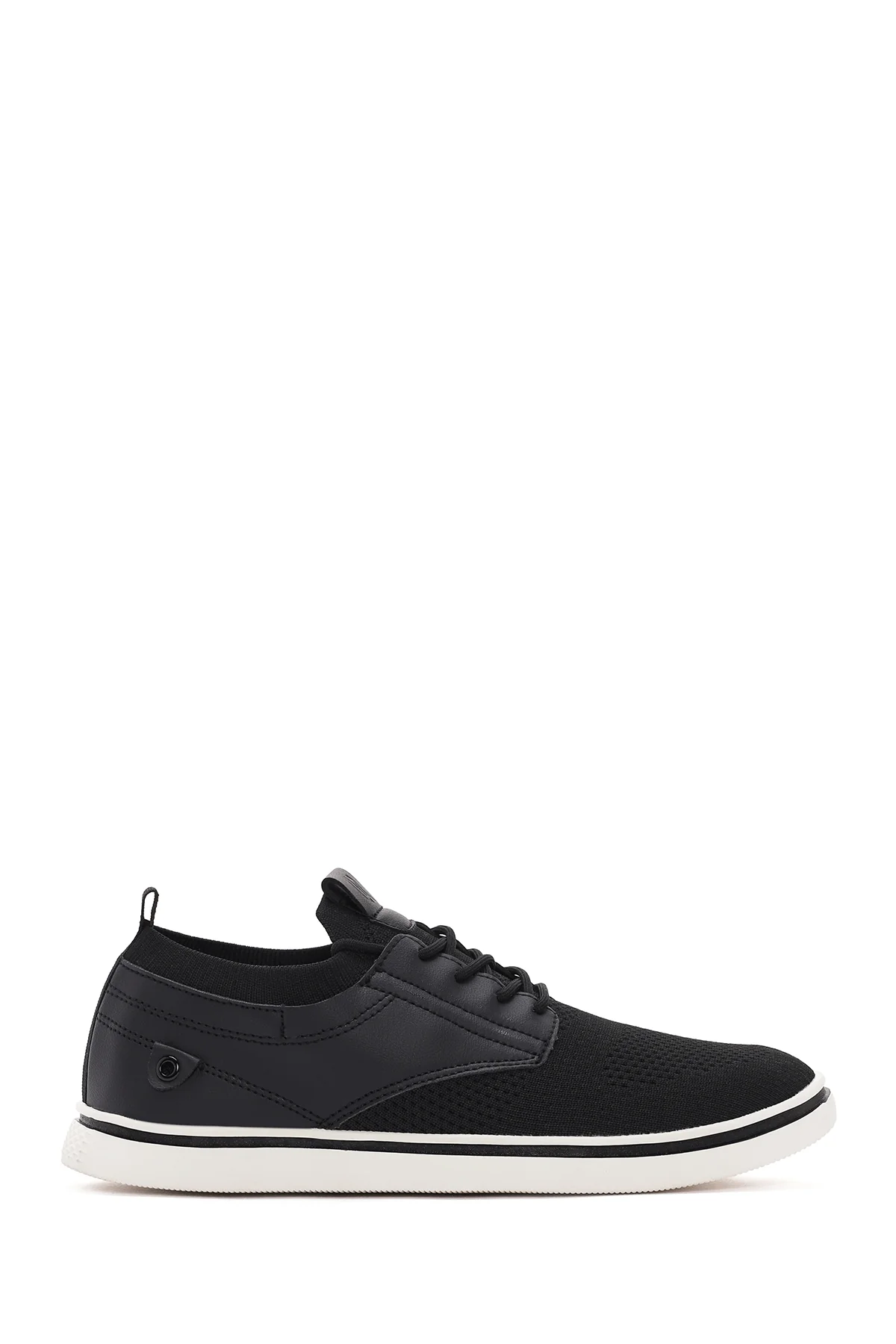 Erkek Siyah Bağcıklı Kumaş Sneaker
