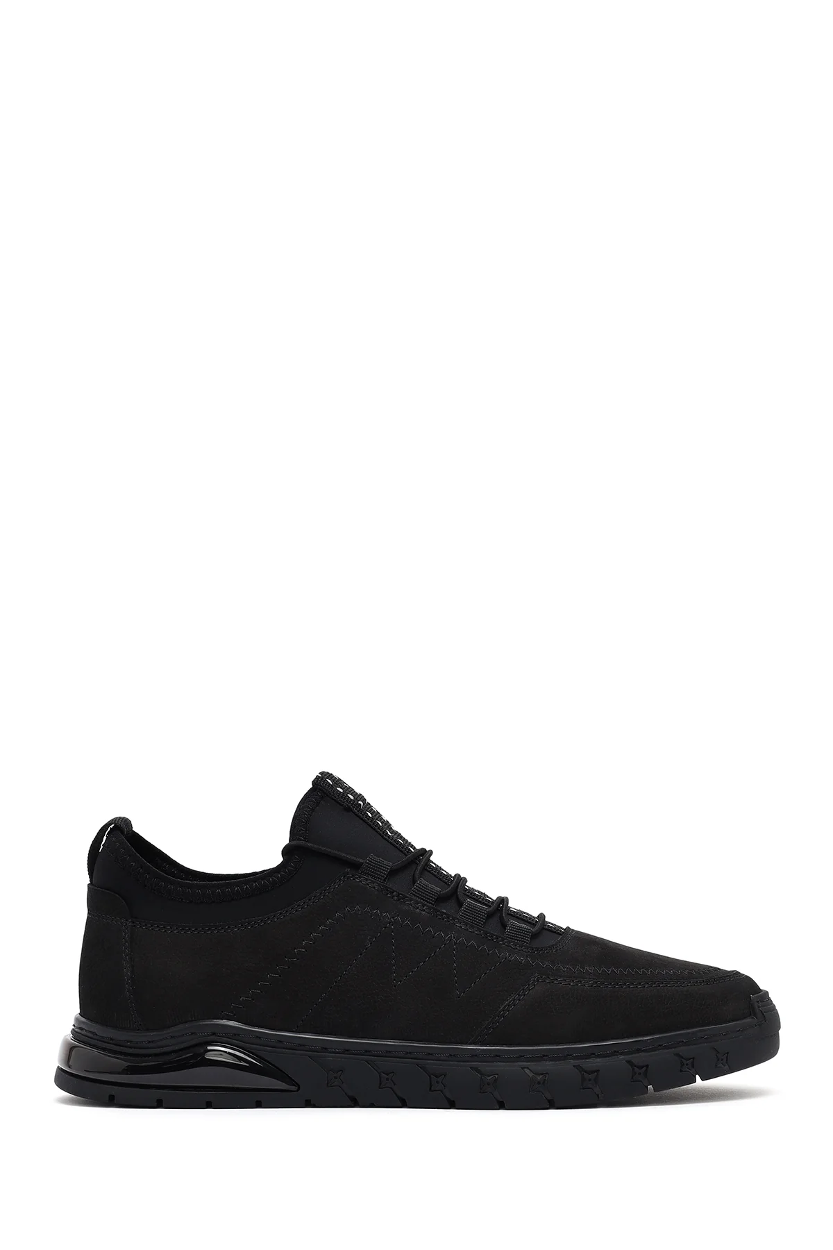 Erkek Siyah Bağcıklı Nubuk Deri Comfort Sneaker