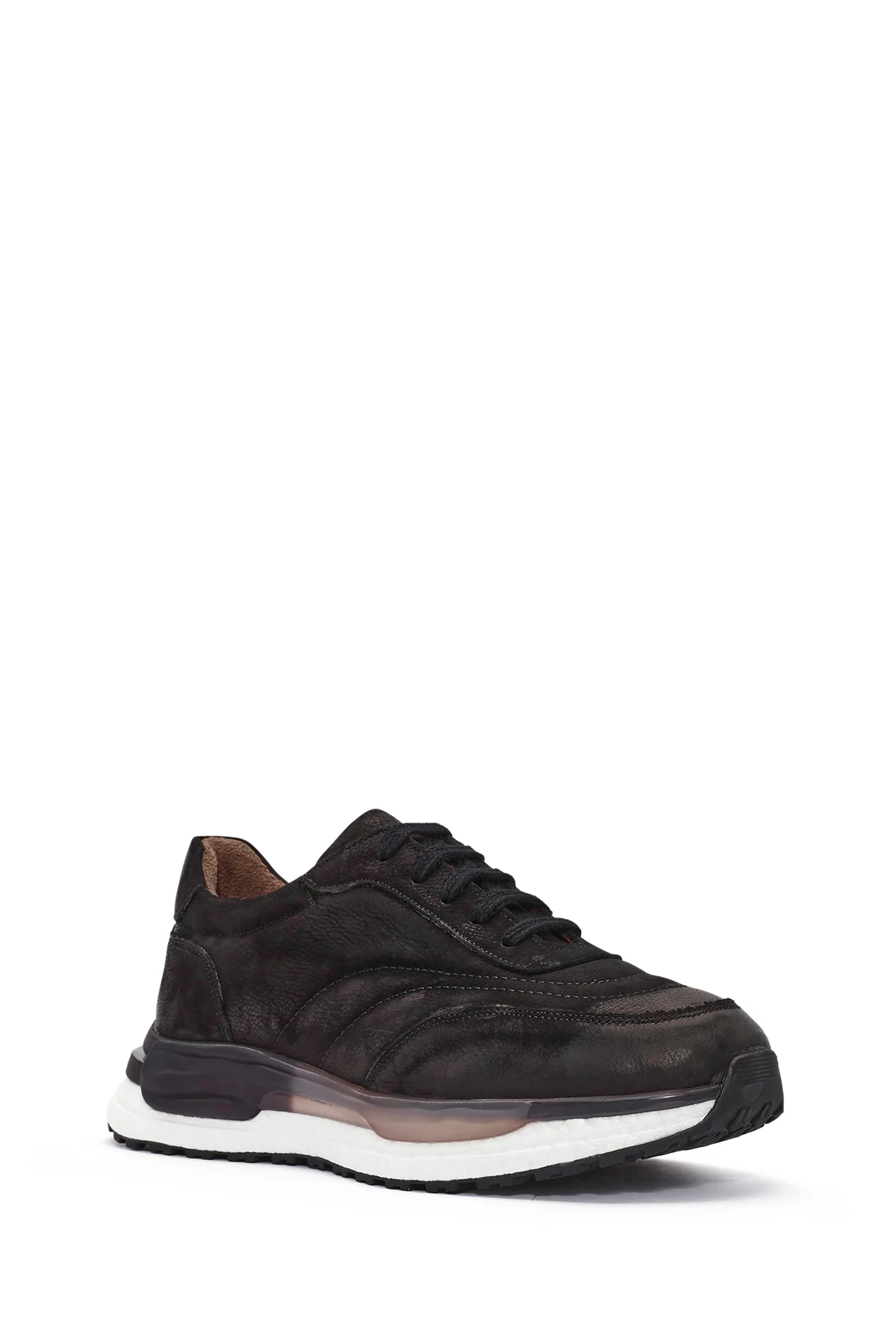 Erkek Siyah Bağcıklı Nubuk Deri Sneaker - Image 6