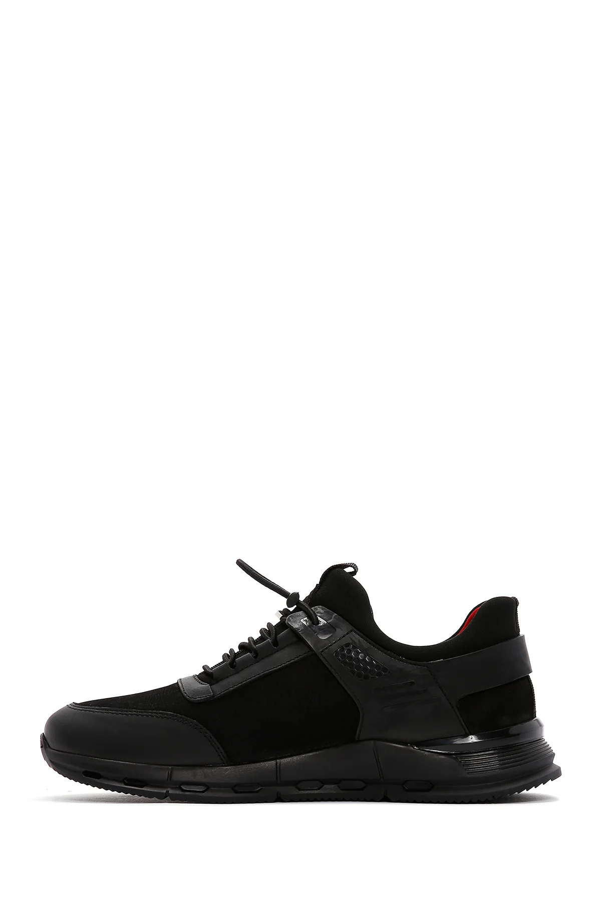 Erkek Siyah Bağcıklı Nubuk Deri Sneaker - Image 4