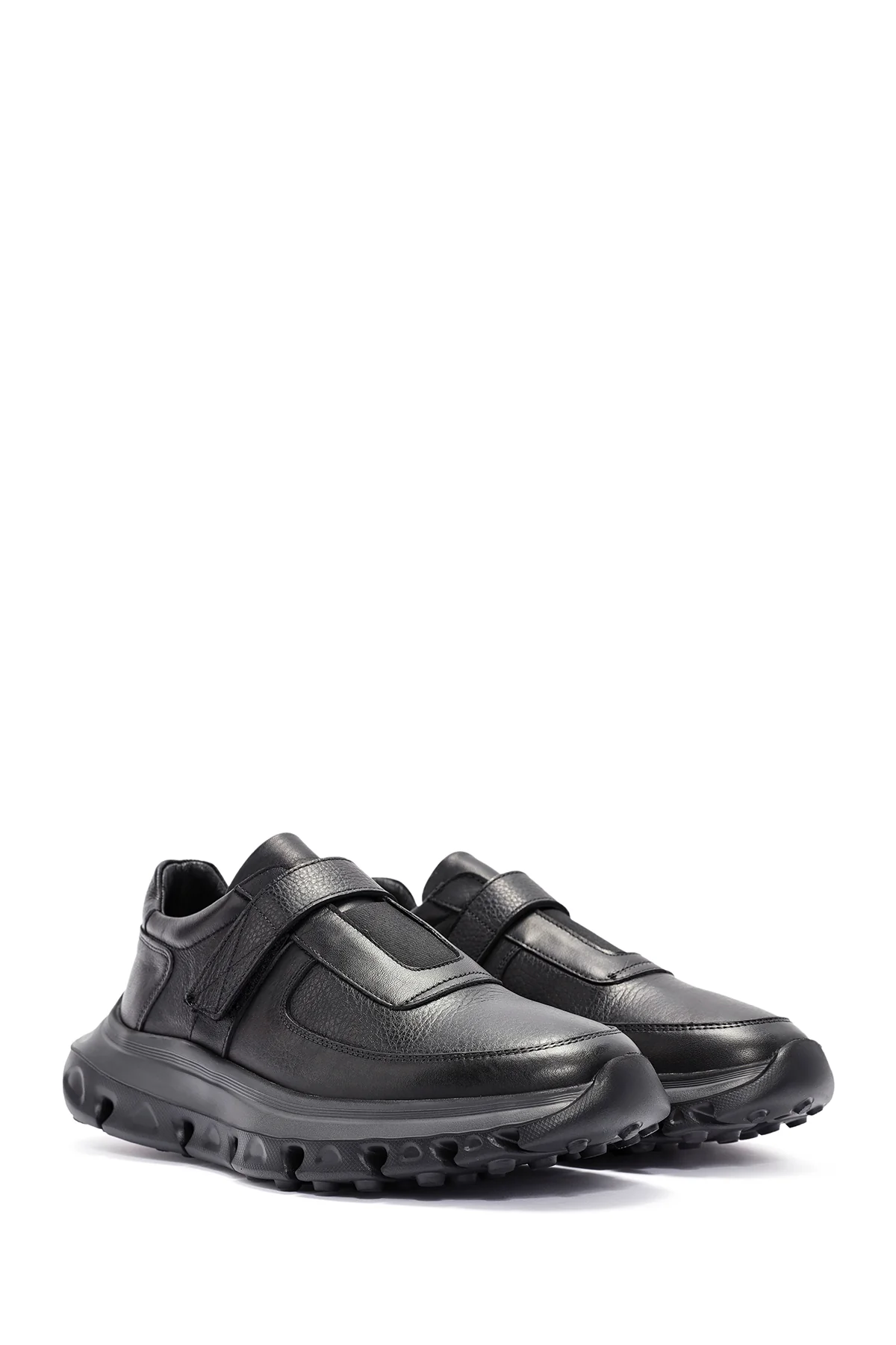 Erkek Siyah Bantlı Deri Sneaker - Image 3