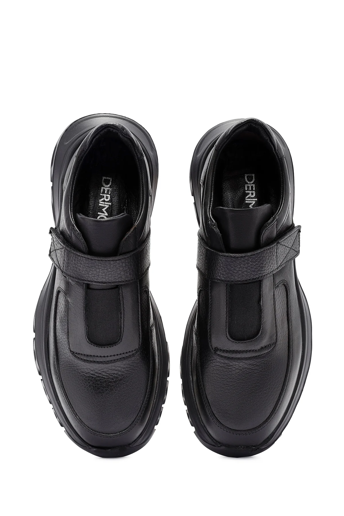 Erkek Siyah Bantlı Deri Sneaker - Image 7