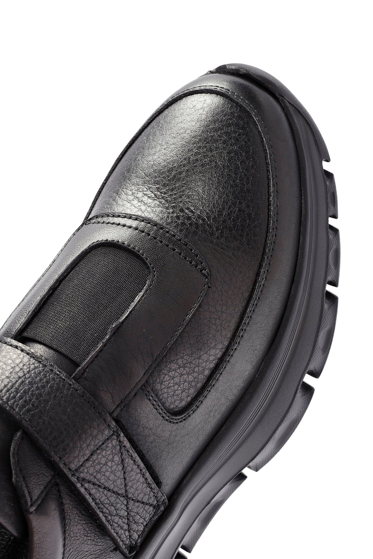 Erkek Siyah Bantlı Deri Sneaker - Image 9