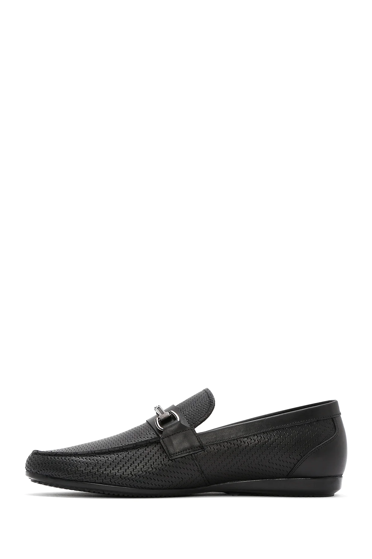 Erkek Siyah Baskılı Deri Casual Loafer - Image 2