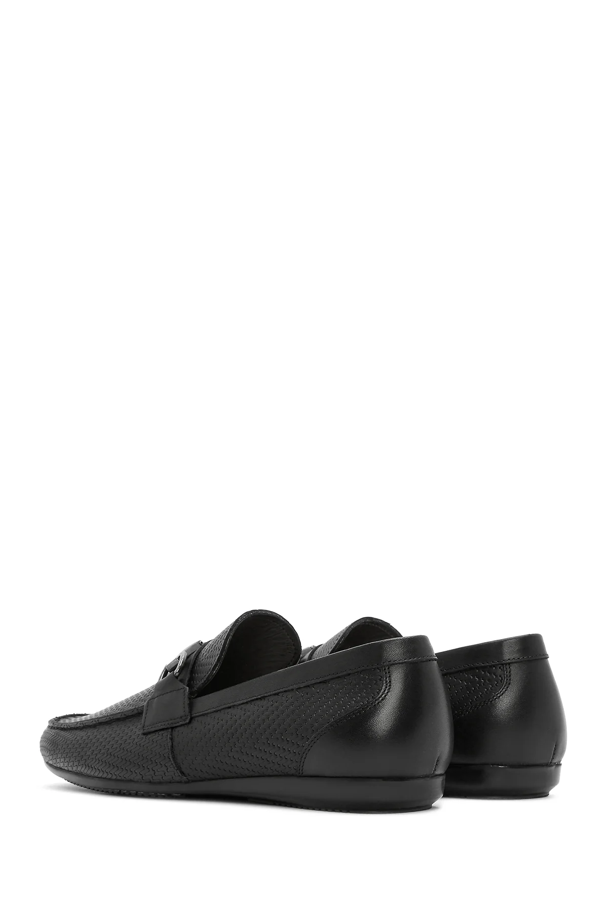 Erkek Siyah Baskılı Deri Casual Loafer - Image 5