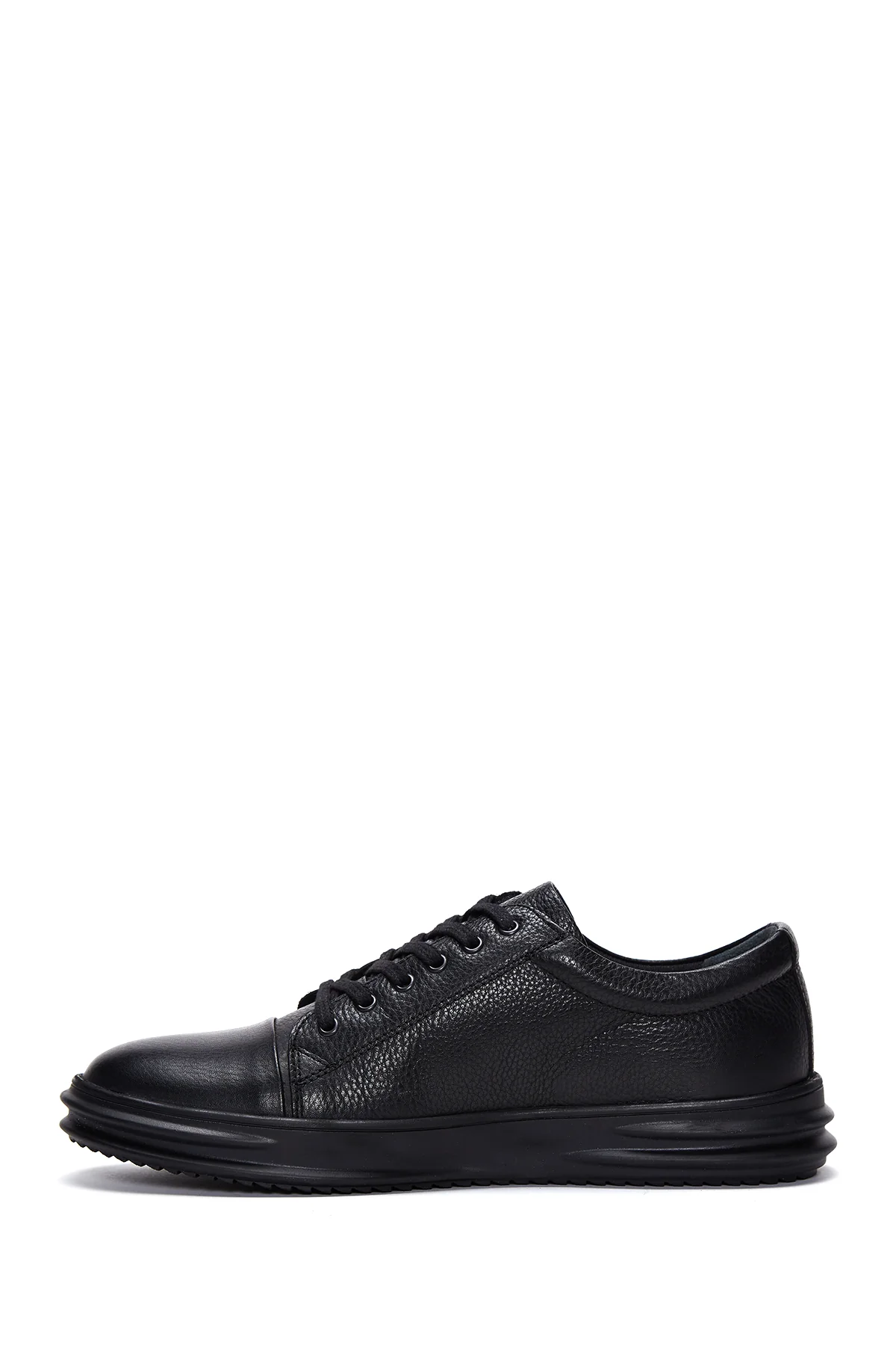 Erkek Siyah Deri Casual Sneaker - Image 2
