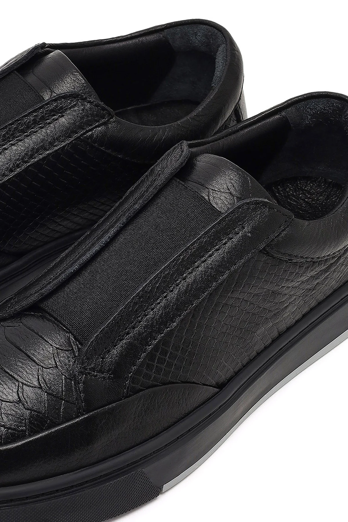 Erkek Siyah Deri Sneaker - Image 10