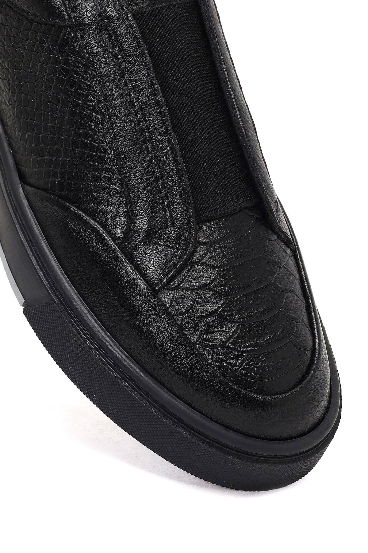 Erkek Siyah Deri Sneaker - Image 9