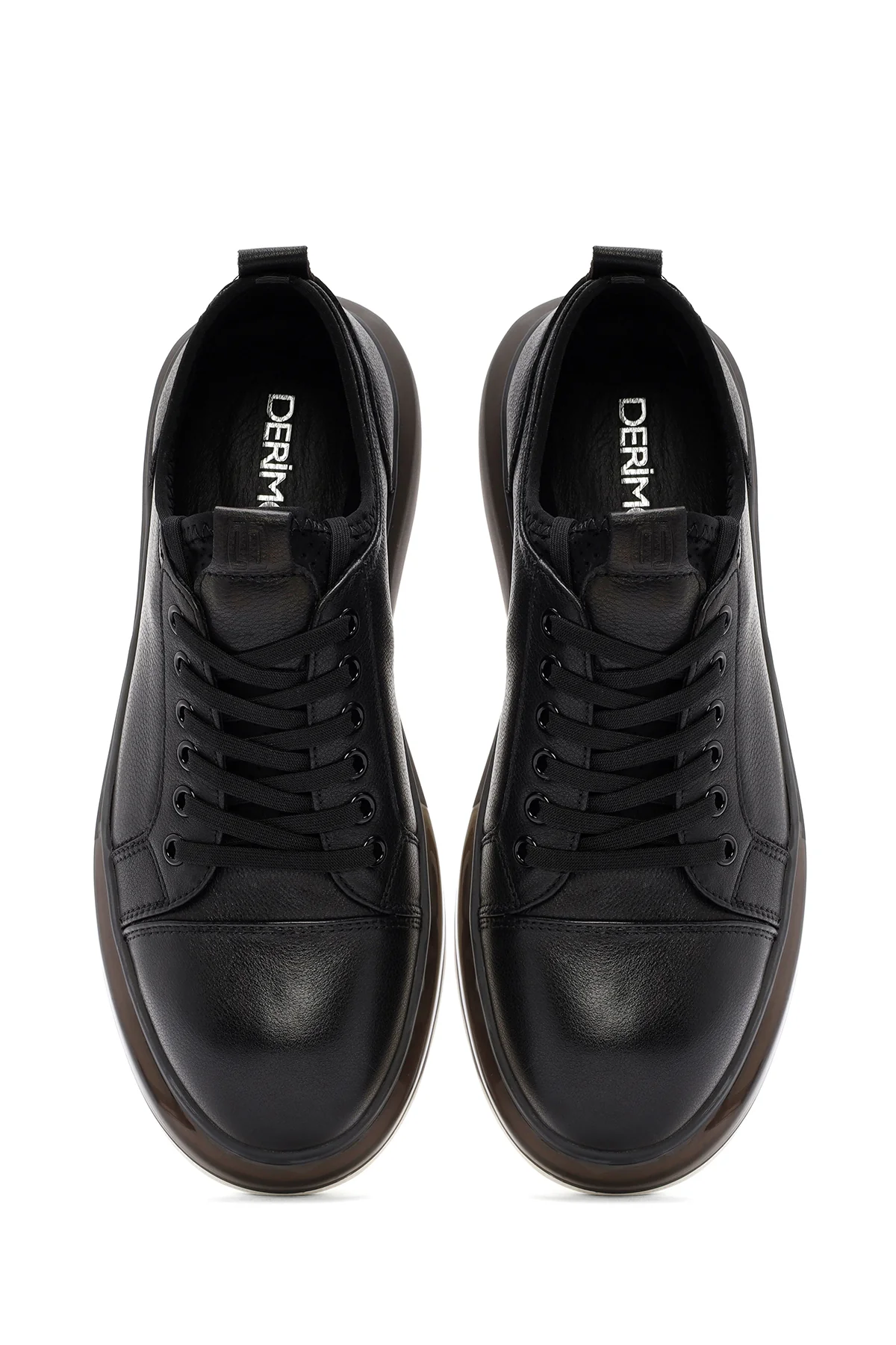 Erkek Siyah Kalın Tabanlı Bağcıklı Deri Sneaker - Image 7