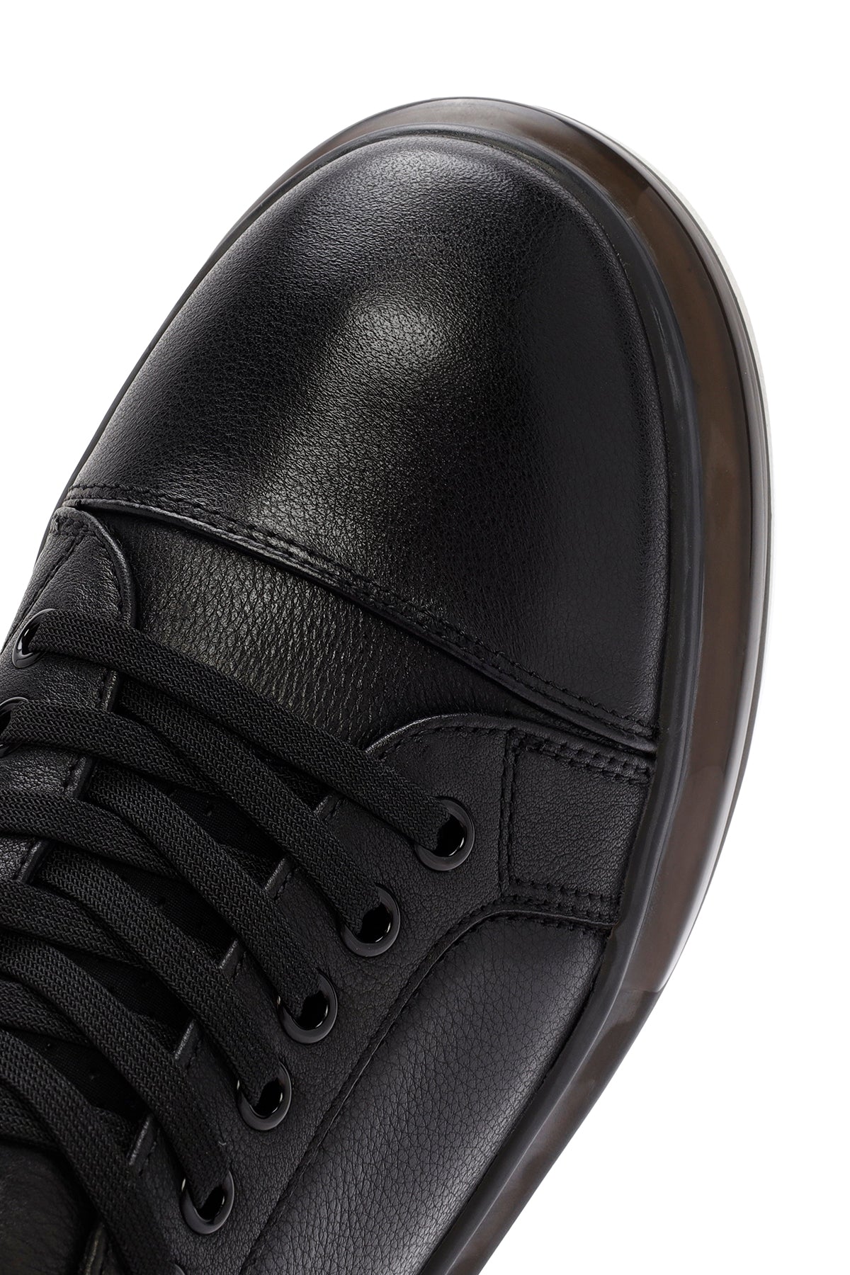 Erkek Siyah Kalın Tabanlı Bağcıklı Deri Sneaker - Image 9