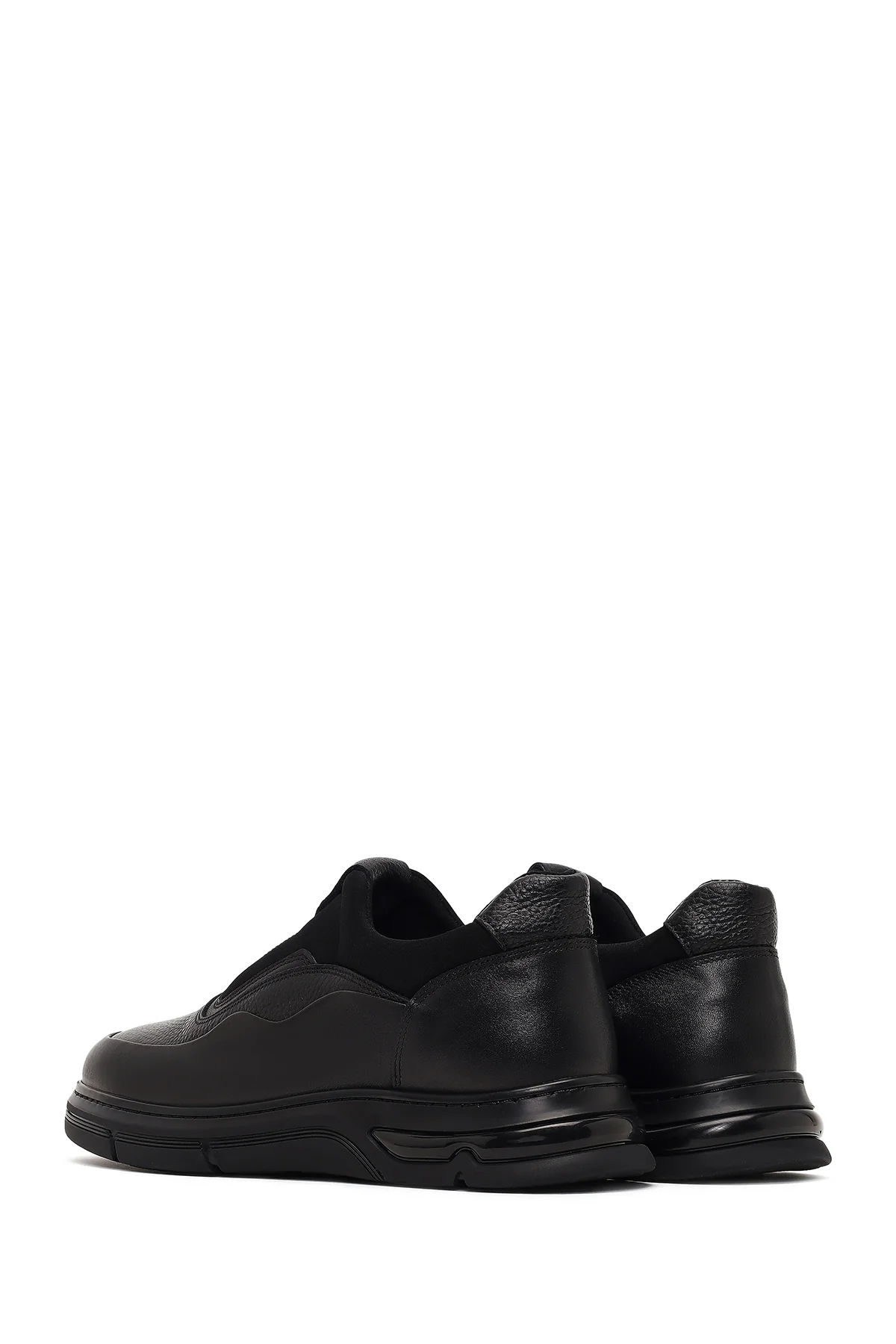 Erkek Siyah Kalın Tabanlı Deri Casual Comfort Sneaker - Image 5