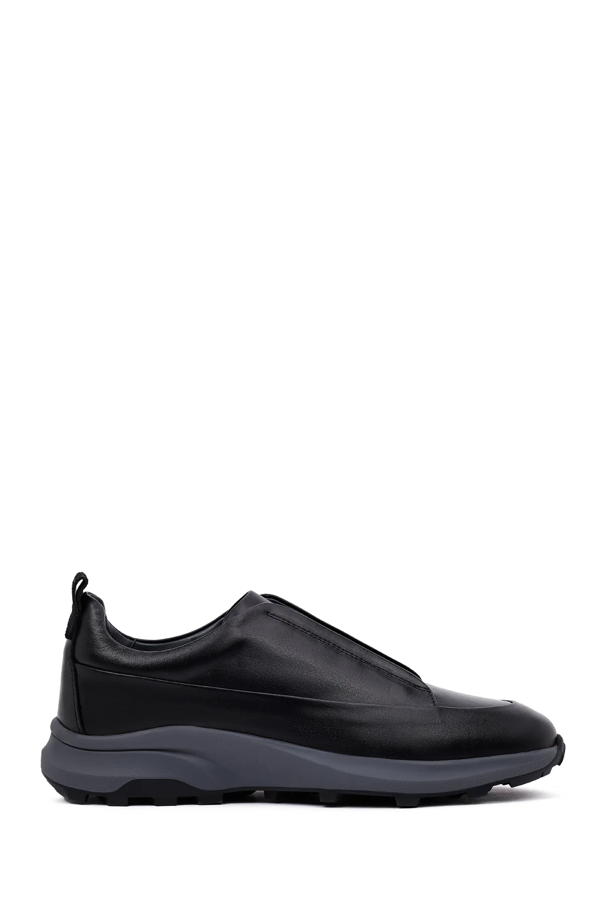 Erkek Siyah Kalın Tabanlı Deri Casual Sneaker