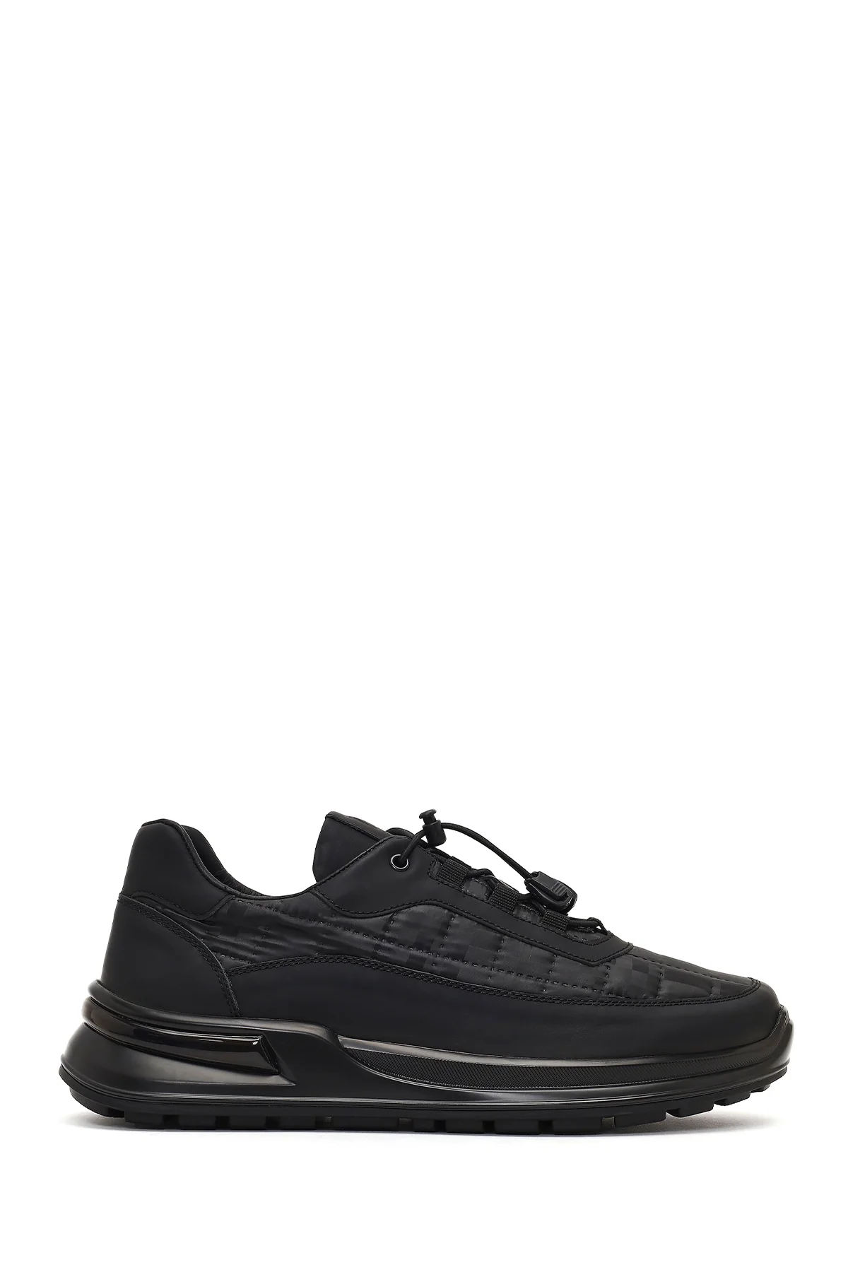 Erkek Siyah Kalın Tabanlı Deri Sneaker