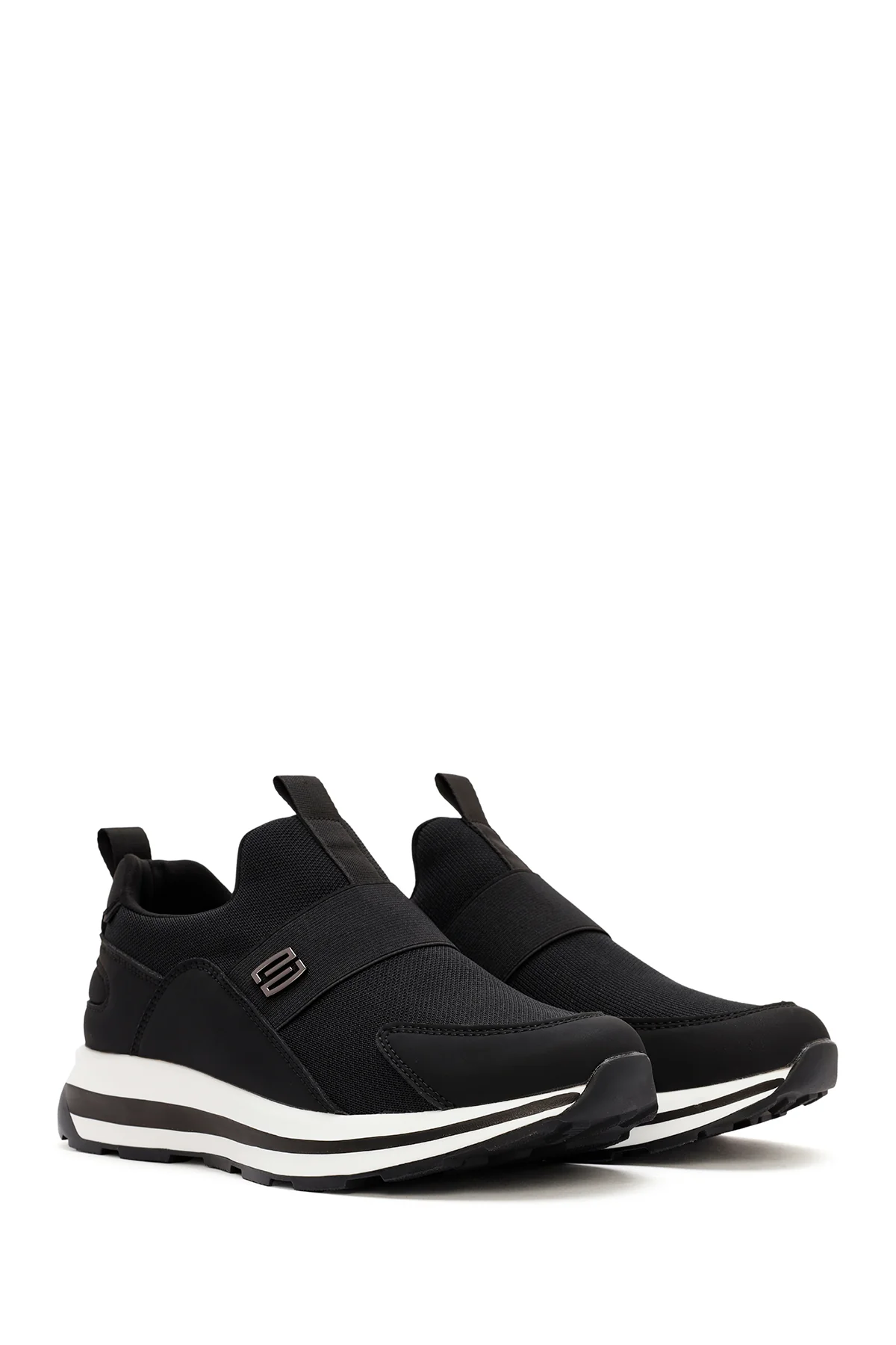 Erkek Siyah Kalın Tabanlı Kumaş Sneaker - Image 3