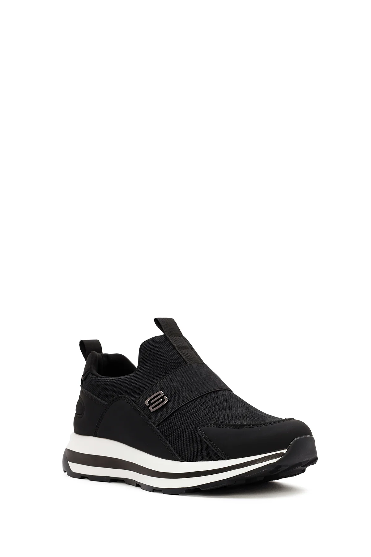 Erkek Siyah Kalın Tabanlı Kumaş Sneaker - Image 6