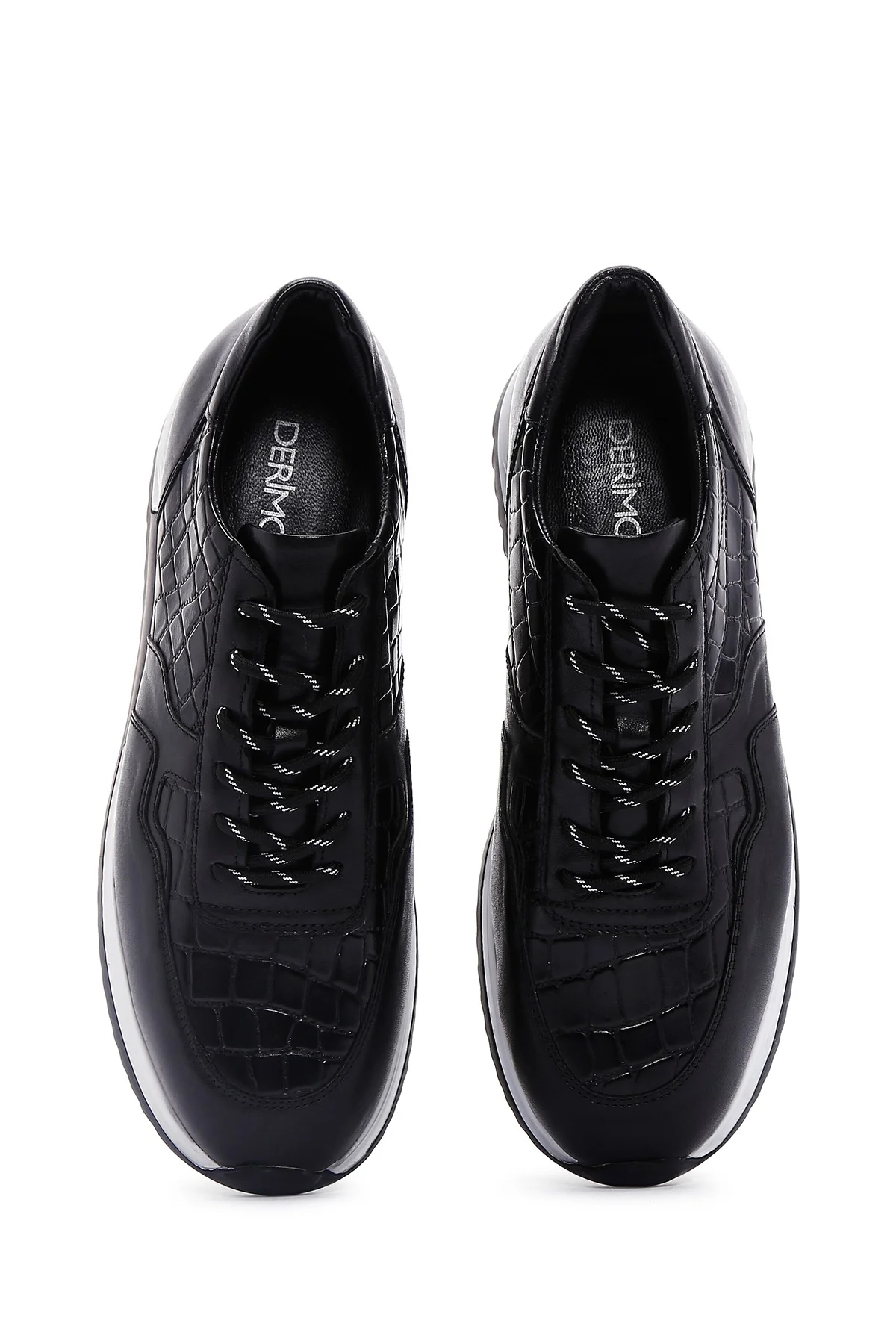Erkek Siyah Kroko Deri Kalın Tabanlı Sneaker - Image 6