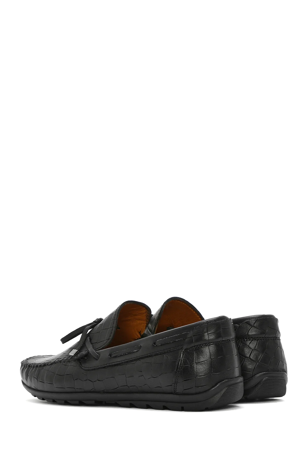 Erkek Siyah Kroko Desenli Deri Casual Loafer - Image 5