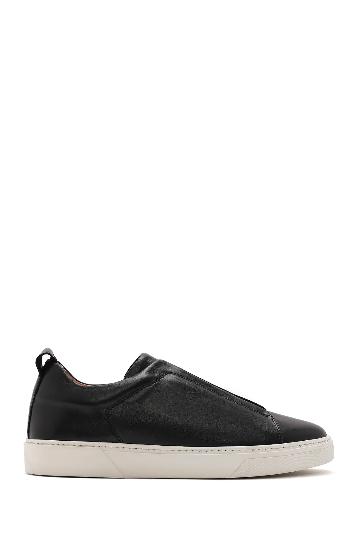 Erkek Siyah Lastikli Deri Sneaker
