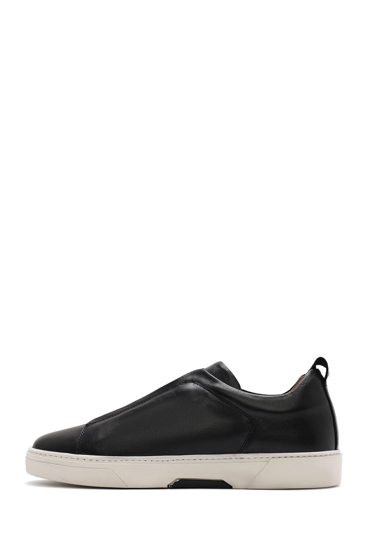 Erkek Siyah Lastikli Deri Sneaker - Image 2