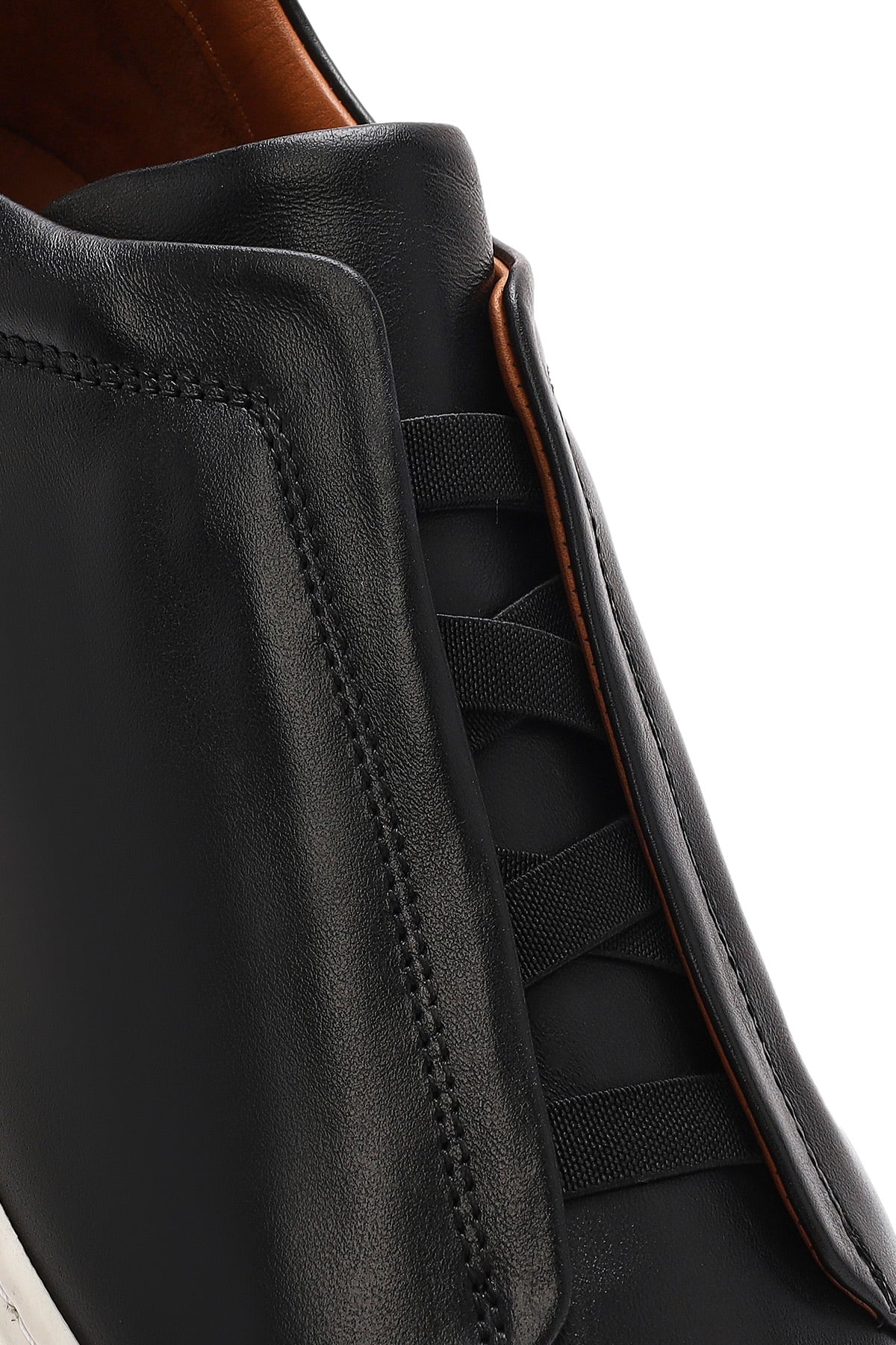 Erkek Siyah Lastikli Deri Sneaker - Image 9