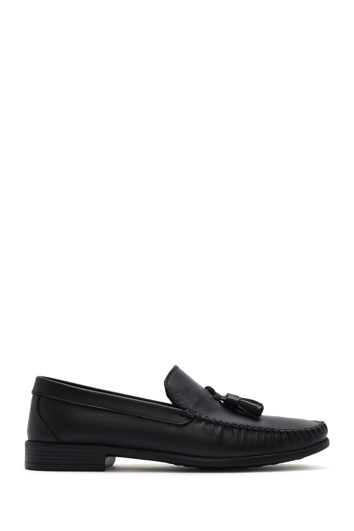 Erkek Siyah Püsküllü Deri Loafer