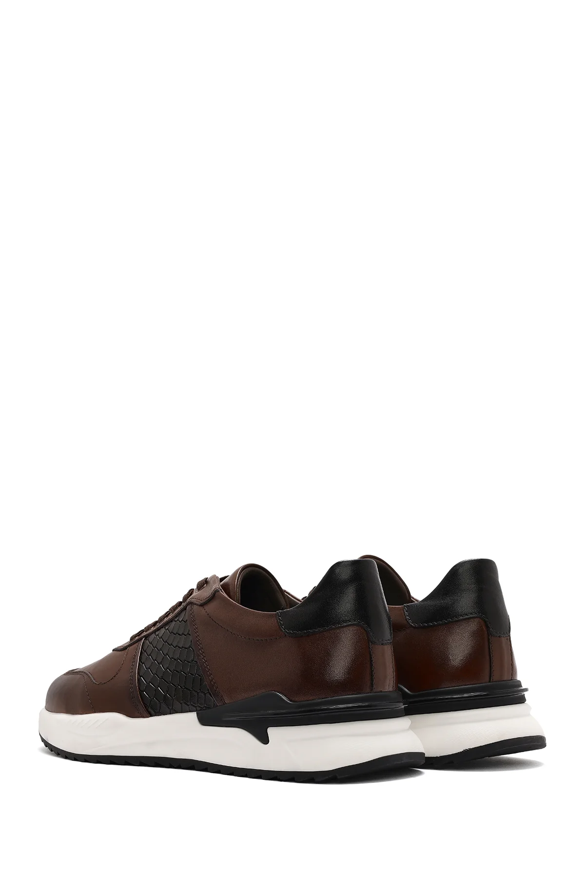 Erkek Taba Bağcıklı Deri Casual Sneaker - Image 5