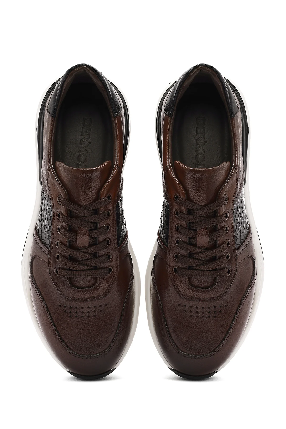 Erkek Taba Bağcıklı Deri Casual Sneaker - Image 7