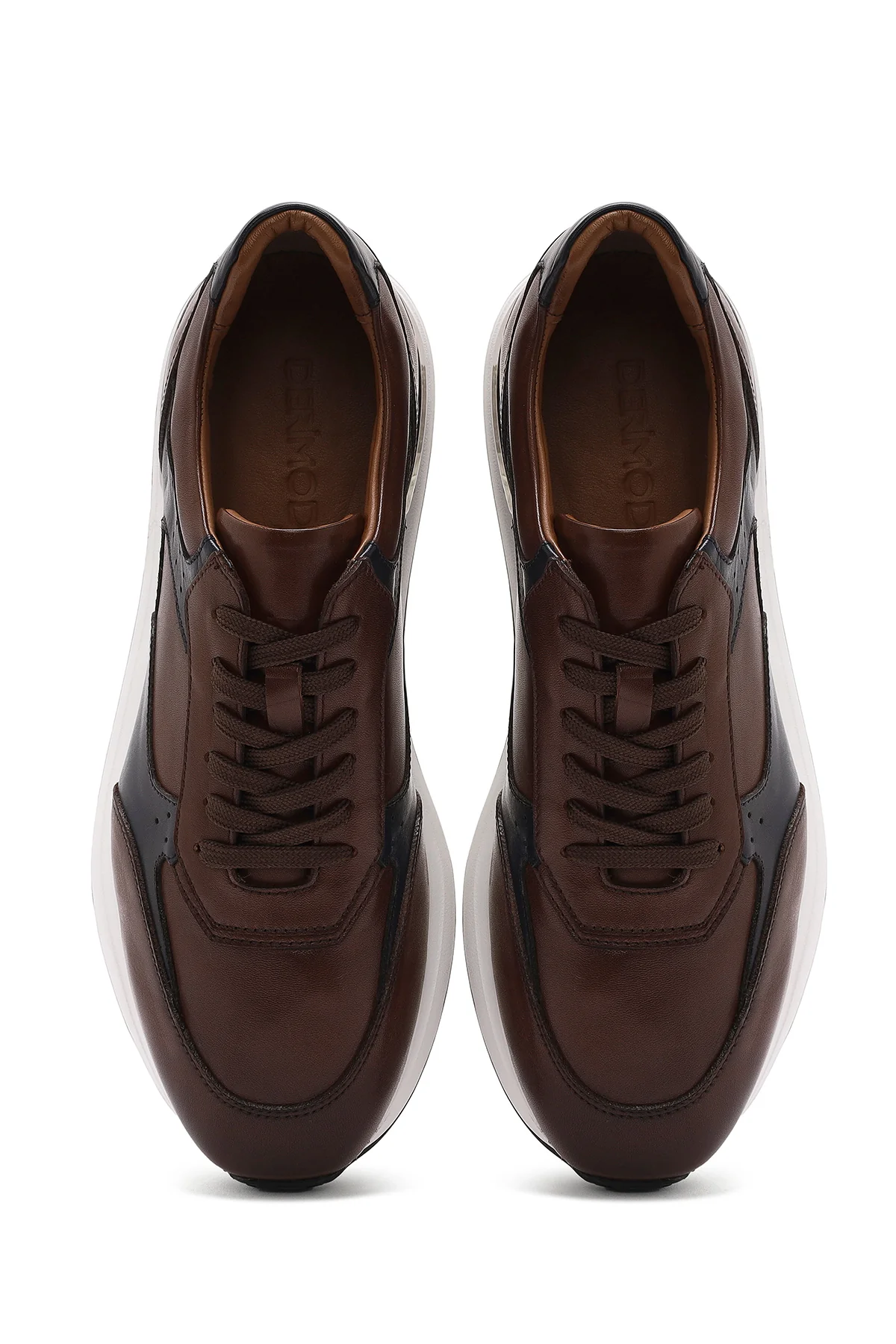 Erkek Taba Bağcıklı Deri Sneaker - Image 7