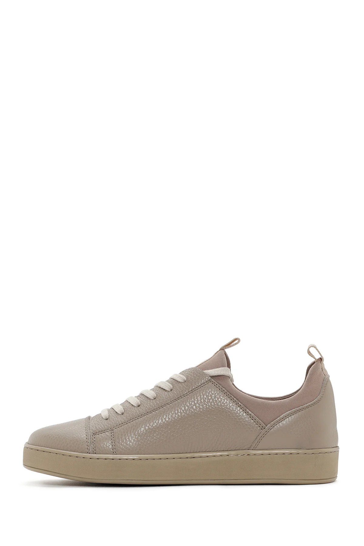 Erkek Vizon Bağcıklı Deri Sneaker - Image 2