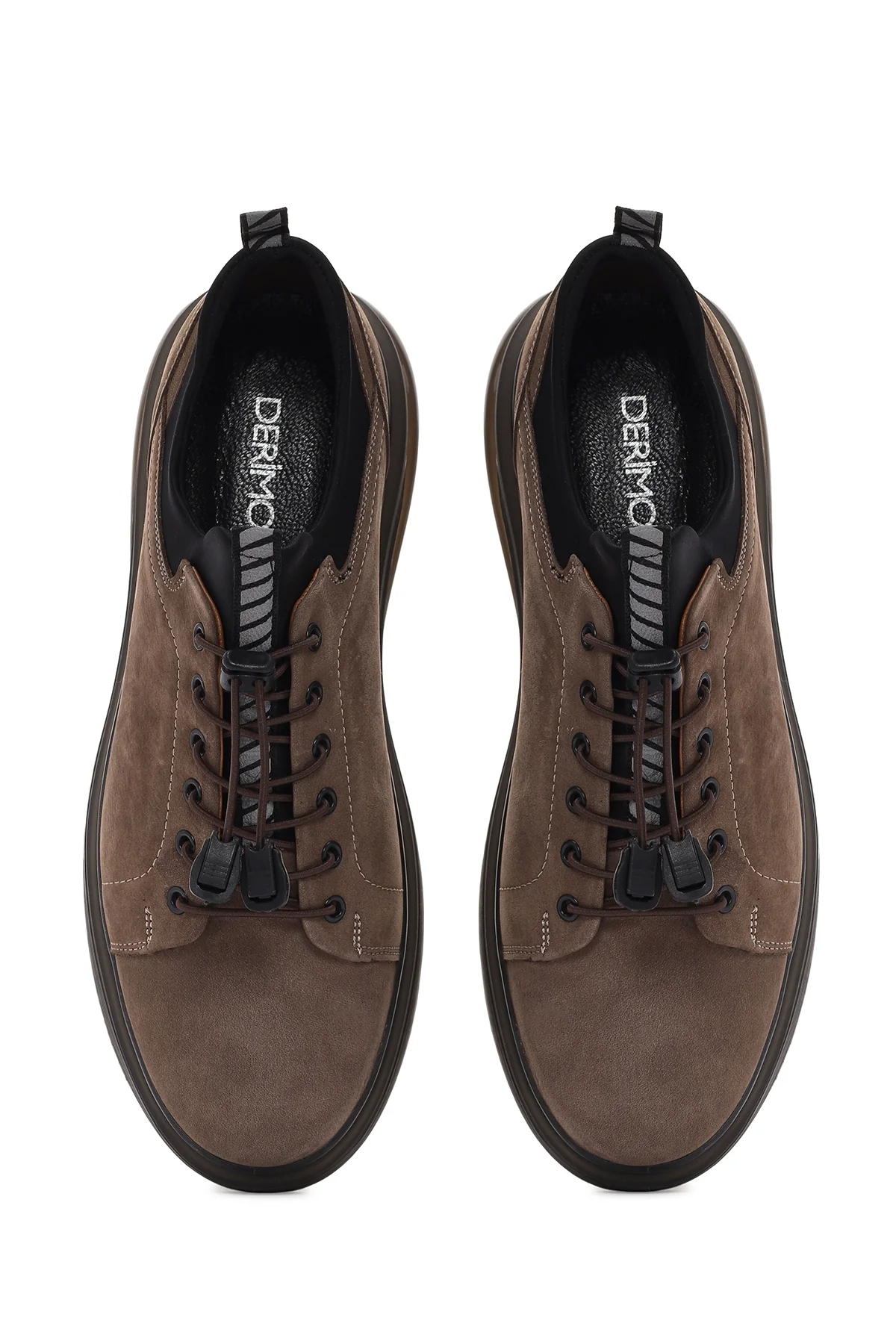 Erkek Vizon Bağcıklı Kalın Tabanlı Süet Deri Casual Sneaker - Image 7
