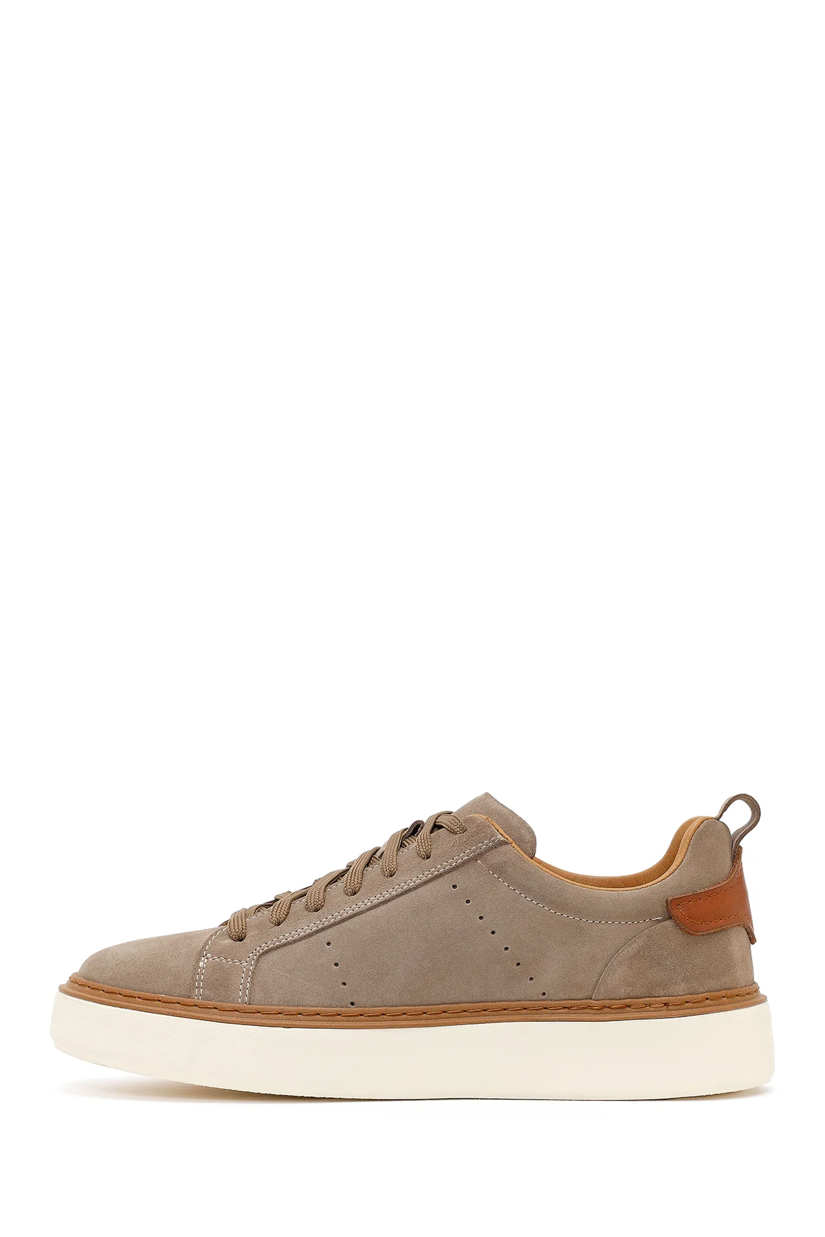 Erkek Vizon Bağcıklı Kalın Tabanlı Süet Deri Sneaker - Image 3