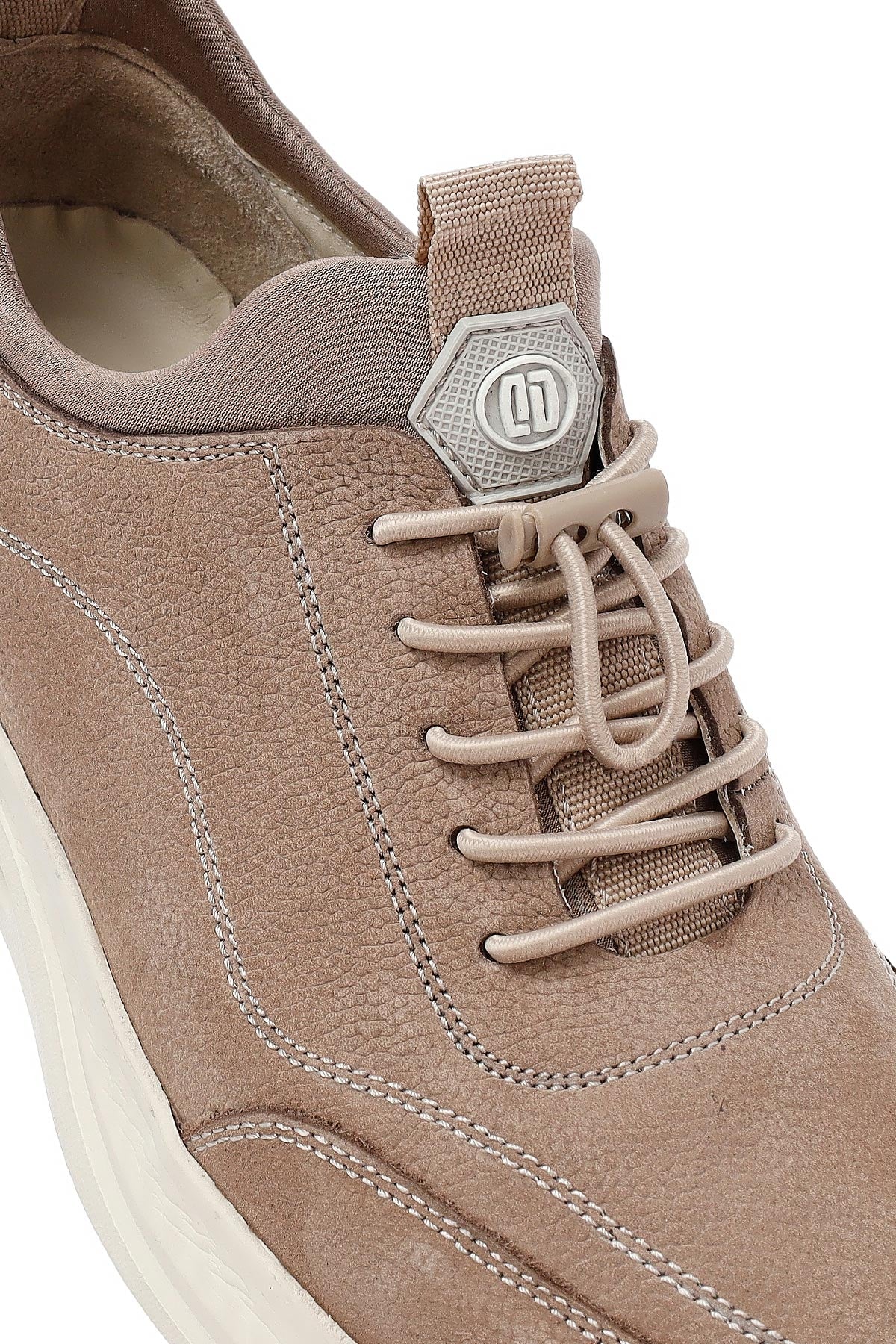 Erkek Vizon Bağcıklı Nubuk Deri Sneaker - Image 9