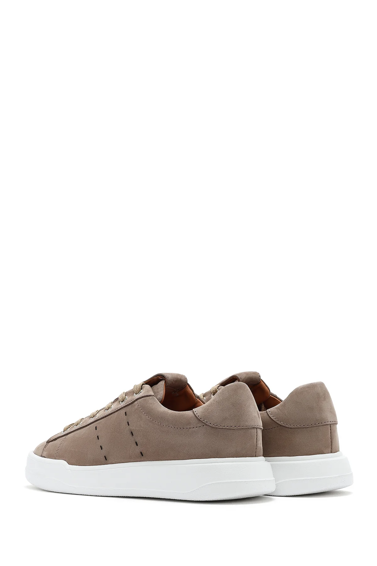 Erkek Vizon Bağcıklı Nubuk Deri Sneaker - Image 5