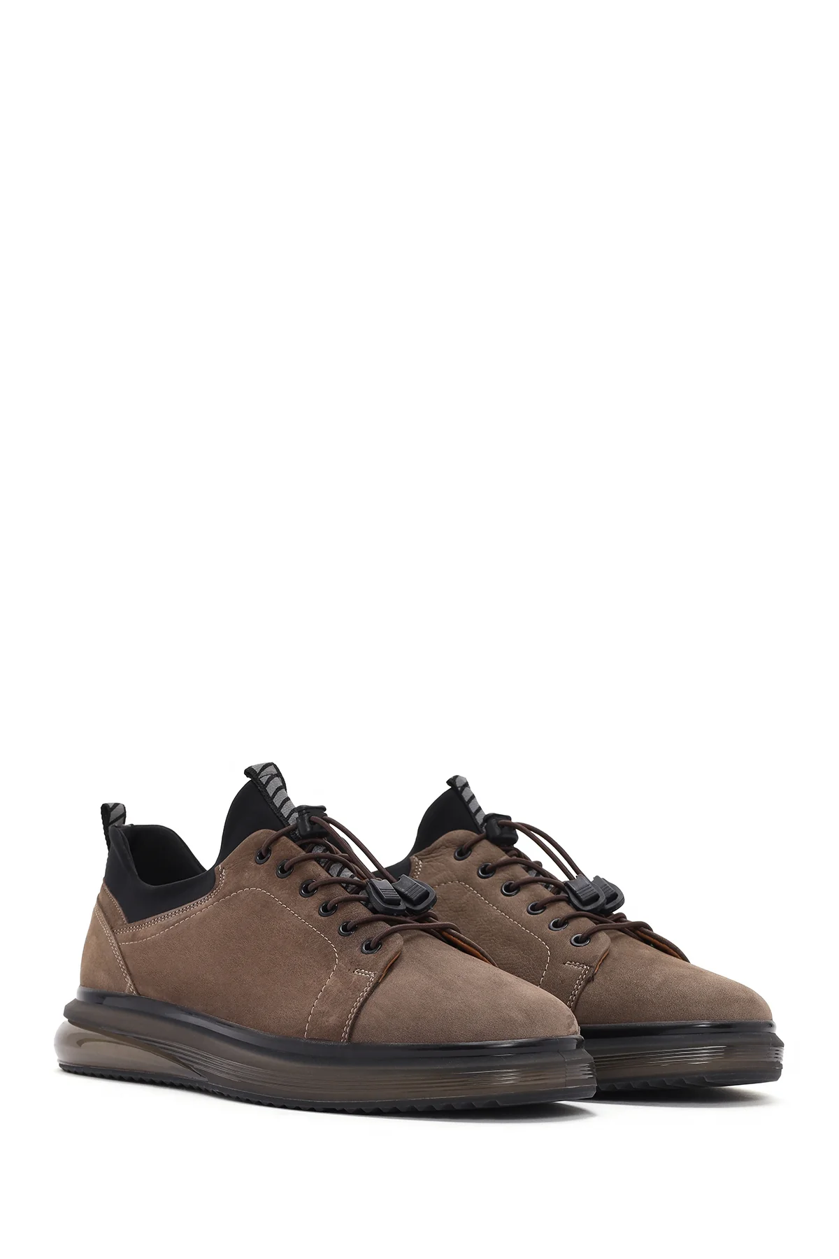 Erkek Vizon Kalın Tabanlı Süet Deri Sneaker - Image 3