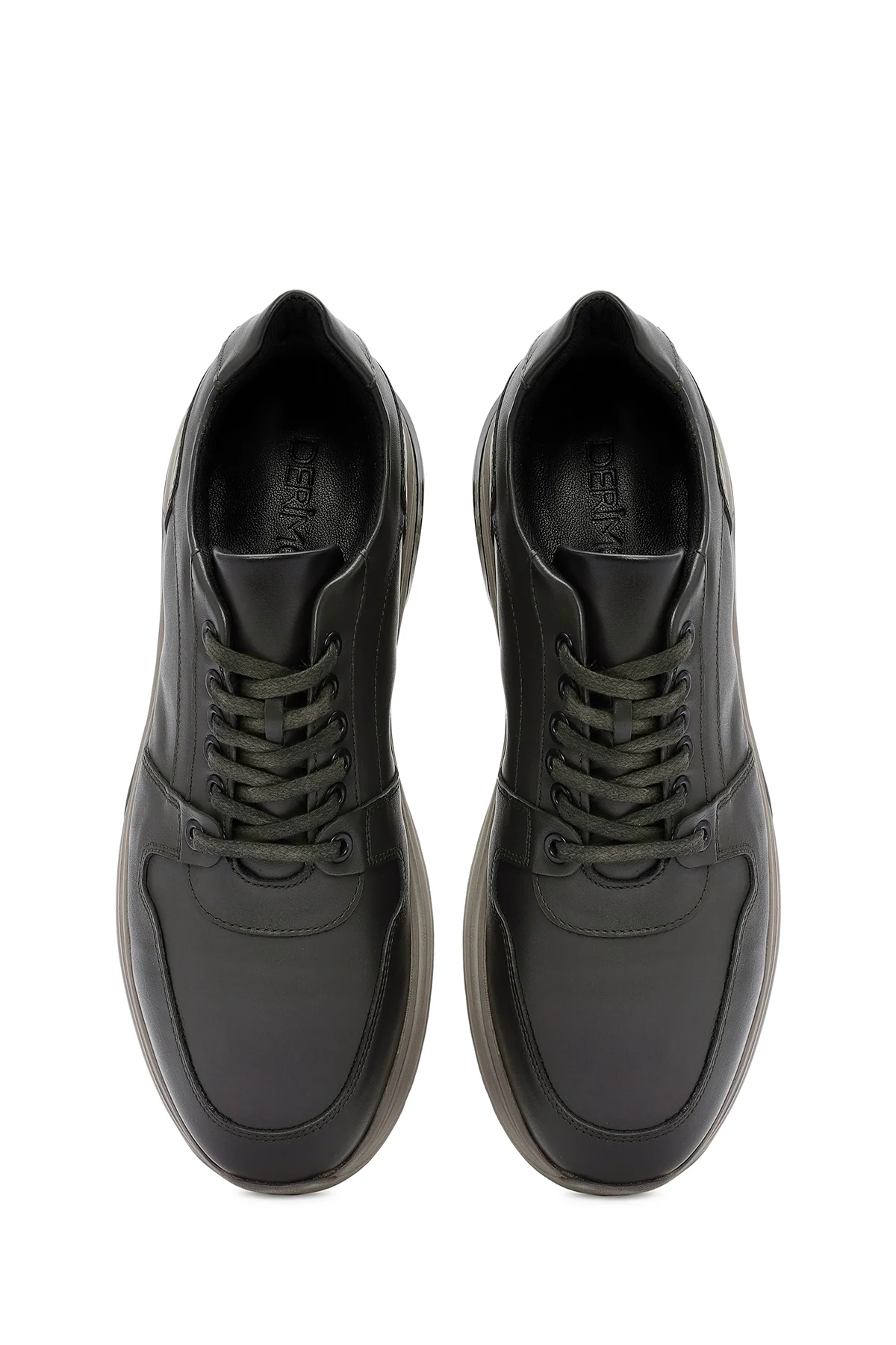 Erkek Yeşil Bağcıklı Deri Casual Sneaker - Image 7