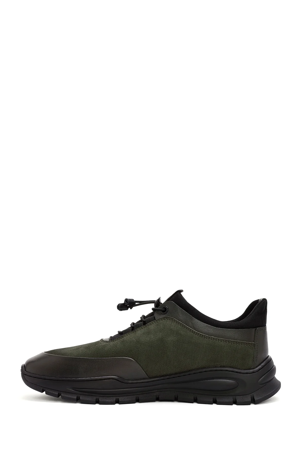 Erkek Yeşil Bağcıklı Nubuk Deri Casual Sneaker - Image 2