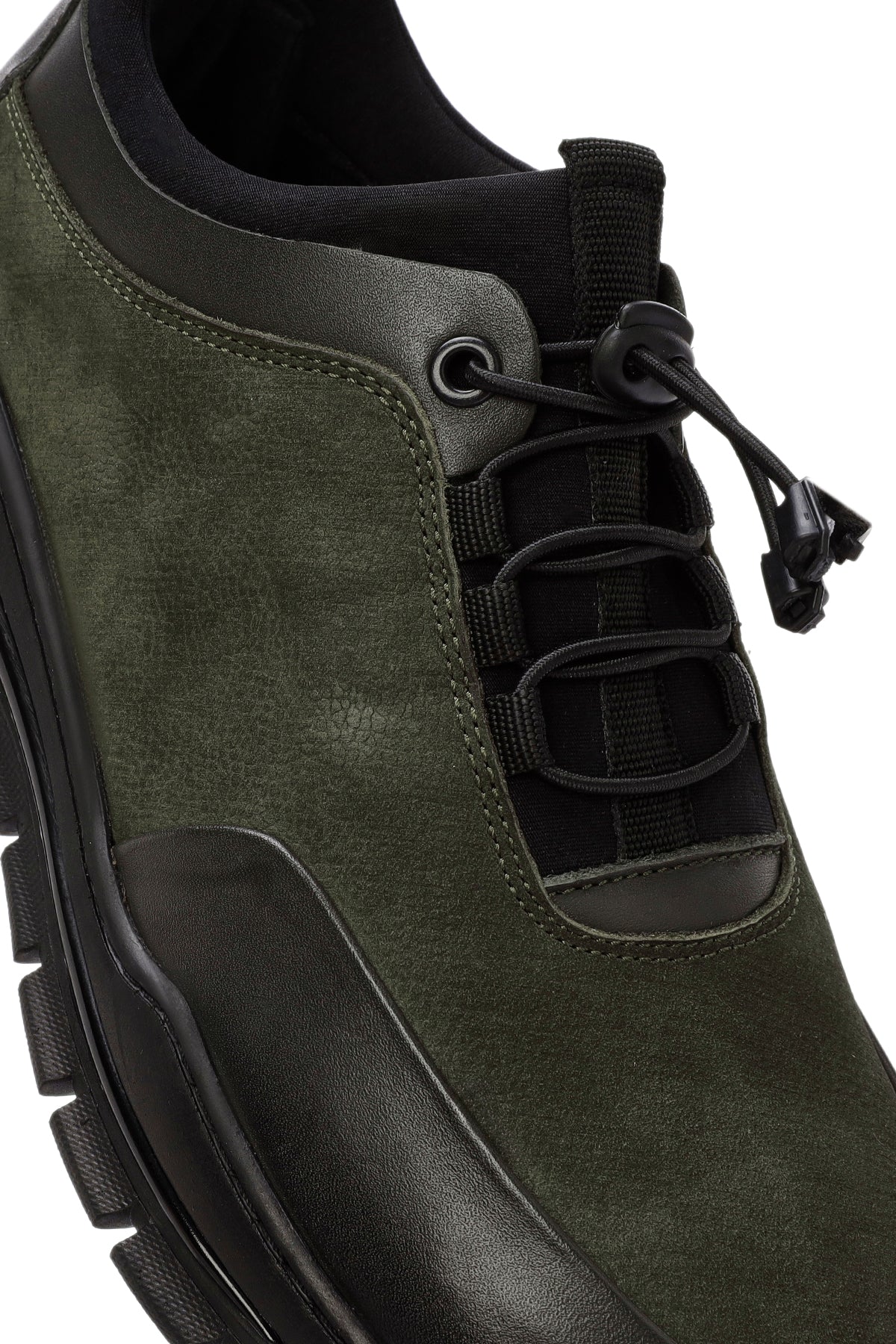 Erkek Yeşil Bağcıklı Nubuk Deri Casual Sneaker - Image 9