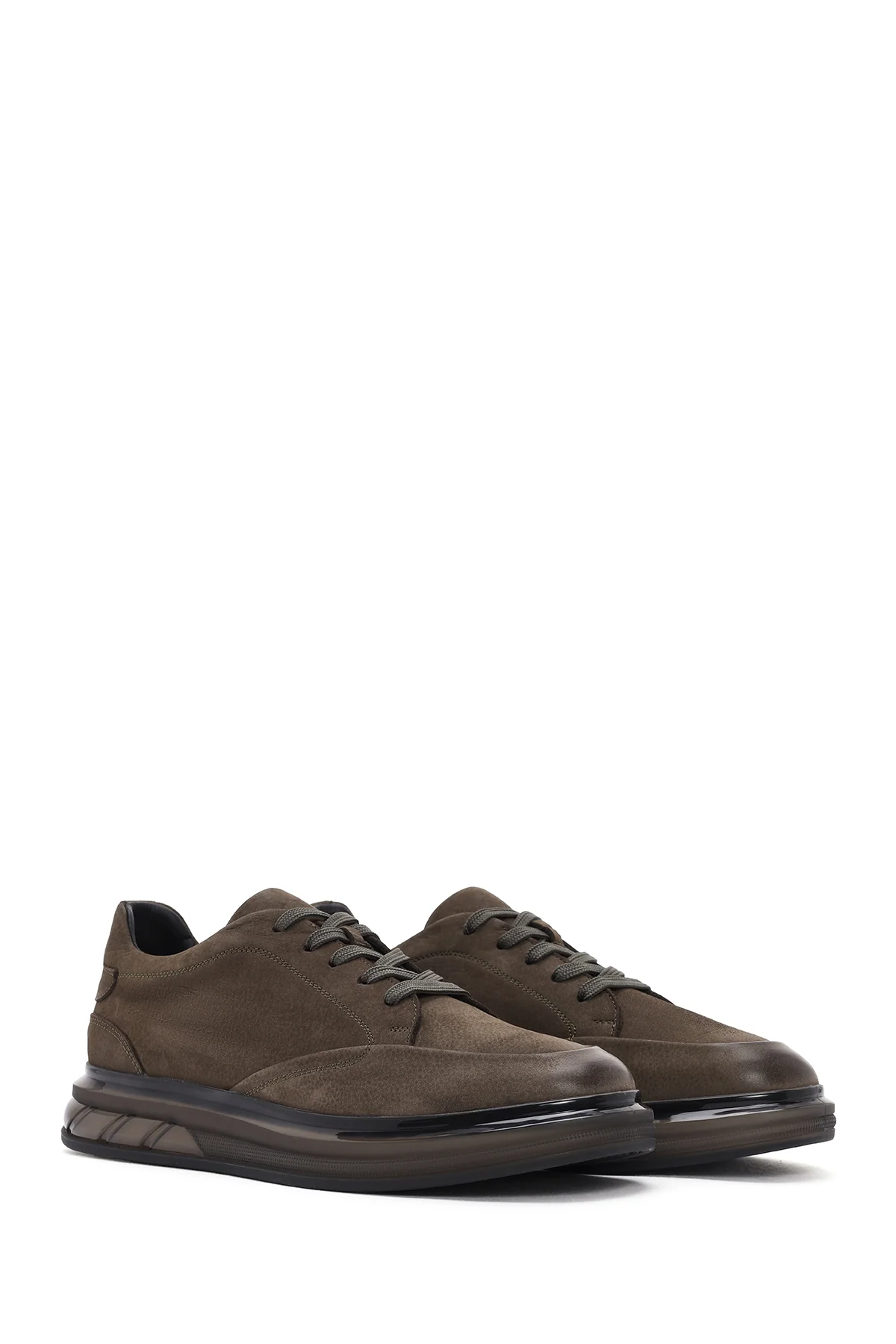 Erkek Yeşil Bağcıklı Nubuk Deri Sneaker - Image 3