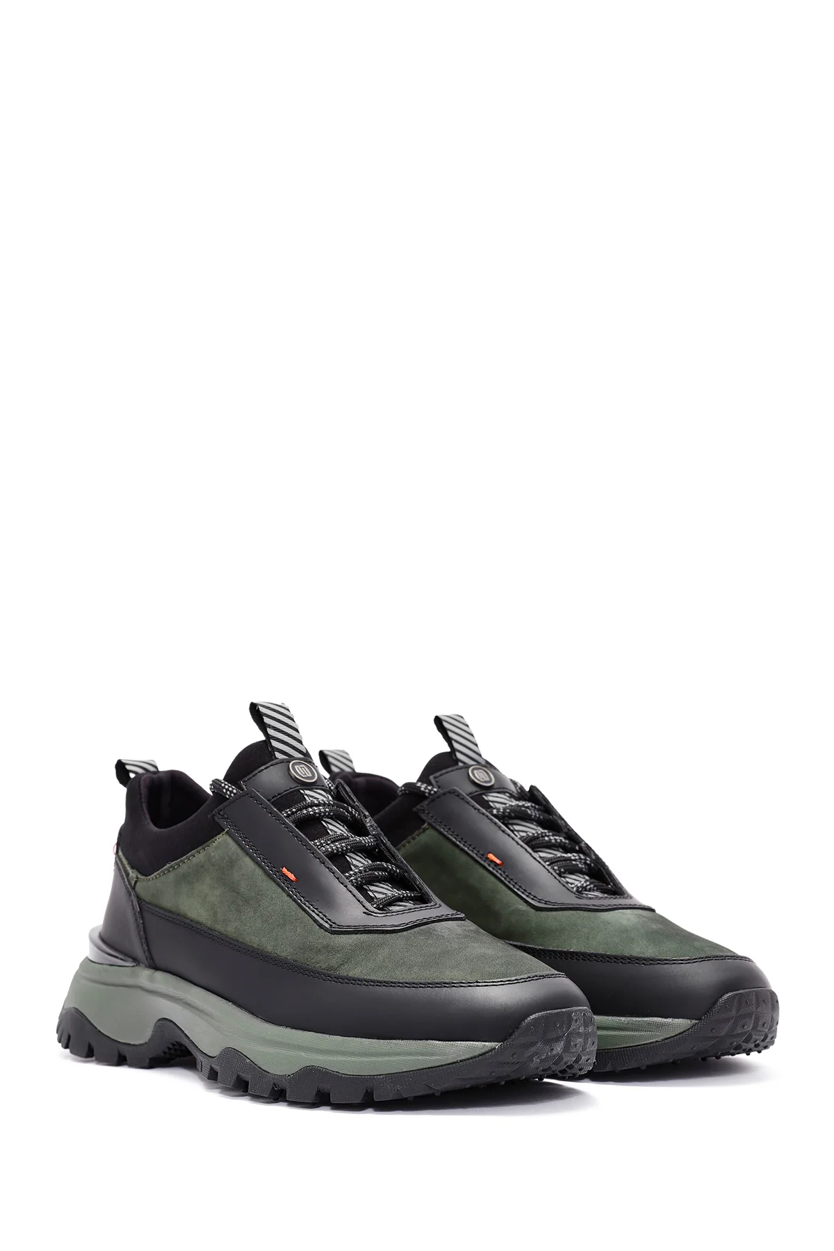 Erkek Yeşil Bağcıklı Nubuk Deri Sneaker - Image 3